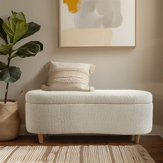 Gardenia Upholstered Flip Top Storage Bench with Solid Wood Legs