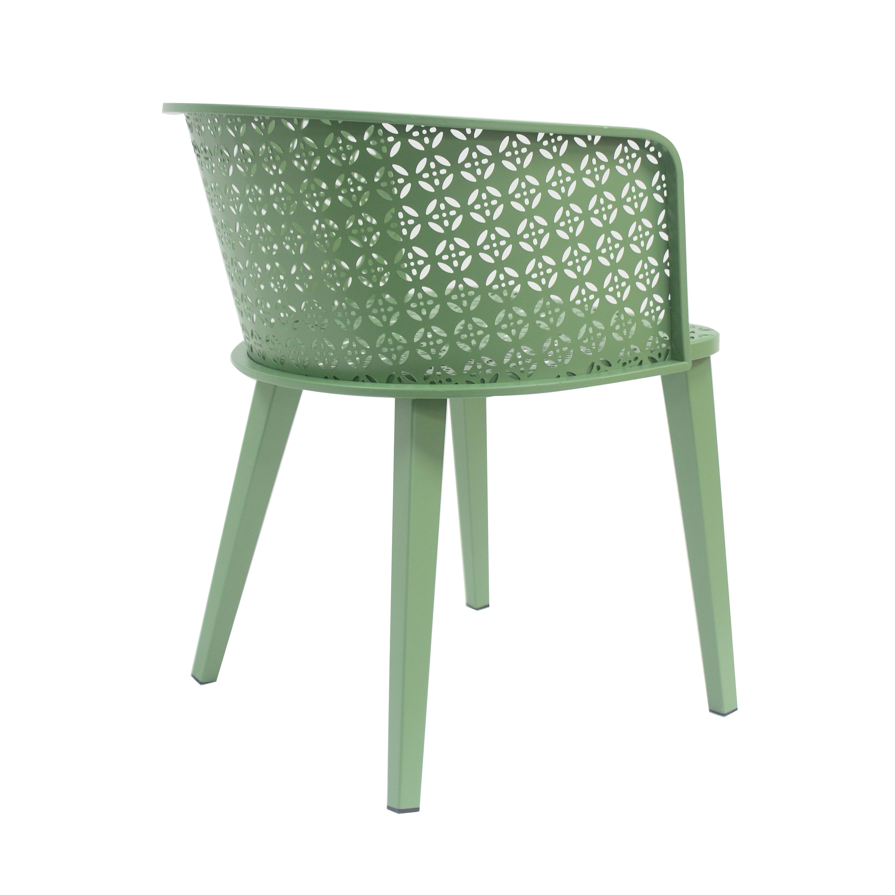 Rejoiced Outdoor Dining Chair with Geometric Lattice Design and Curved Back, Set of 2