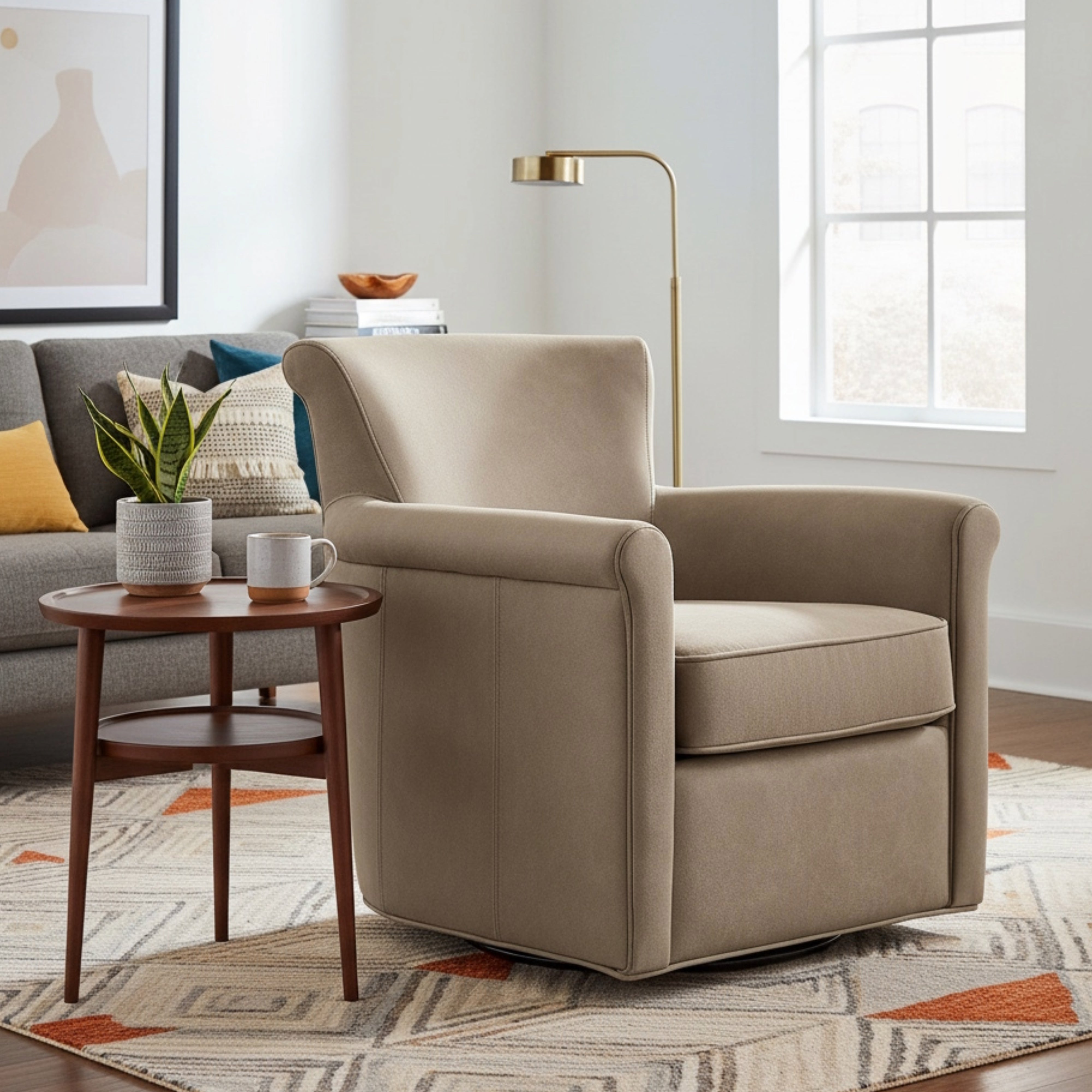 Westly Faux Leather Swivel Accent Chair