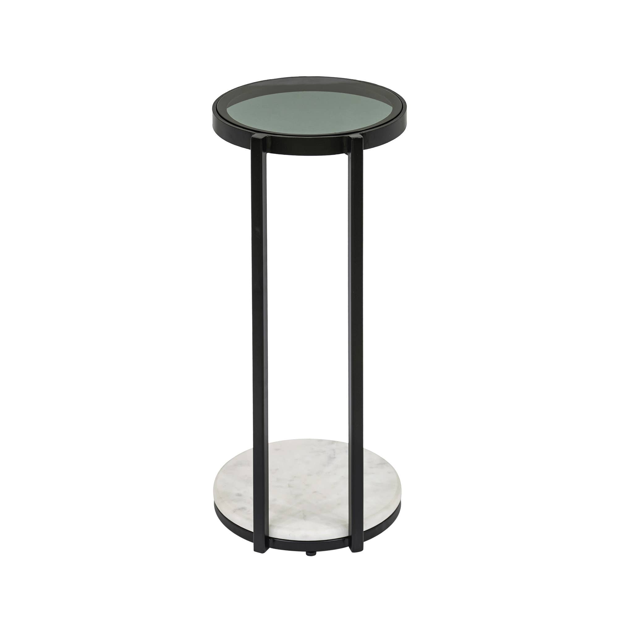 Drink Table with Glass Top and White Marble Base