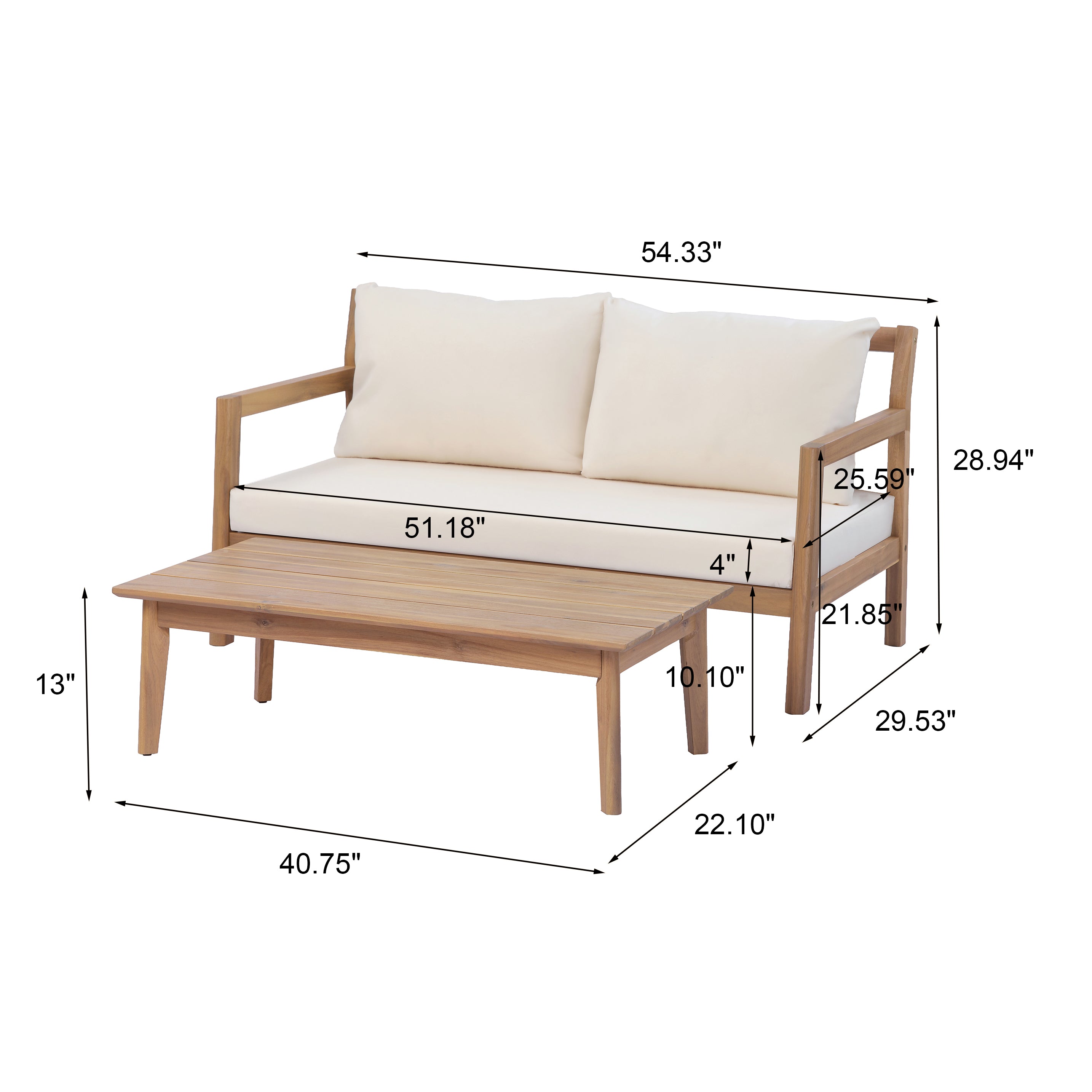 Pablo Outdoor Patio Loveseat and Coffee Table