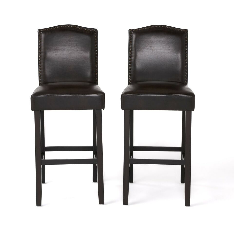 Upholstered Counter Stools with Rubberwood Legs