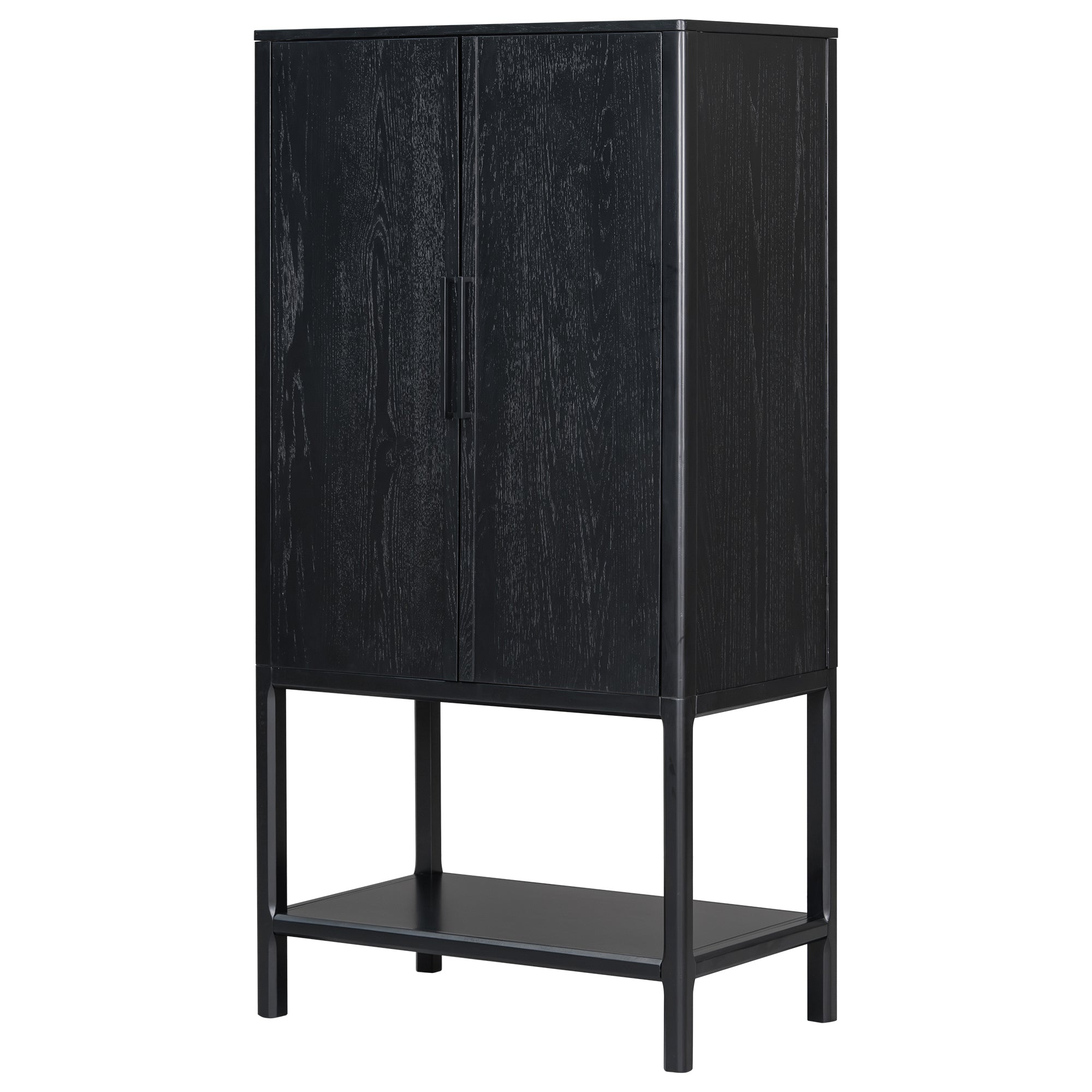 Modern Oak Veneer Tall Cabinet