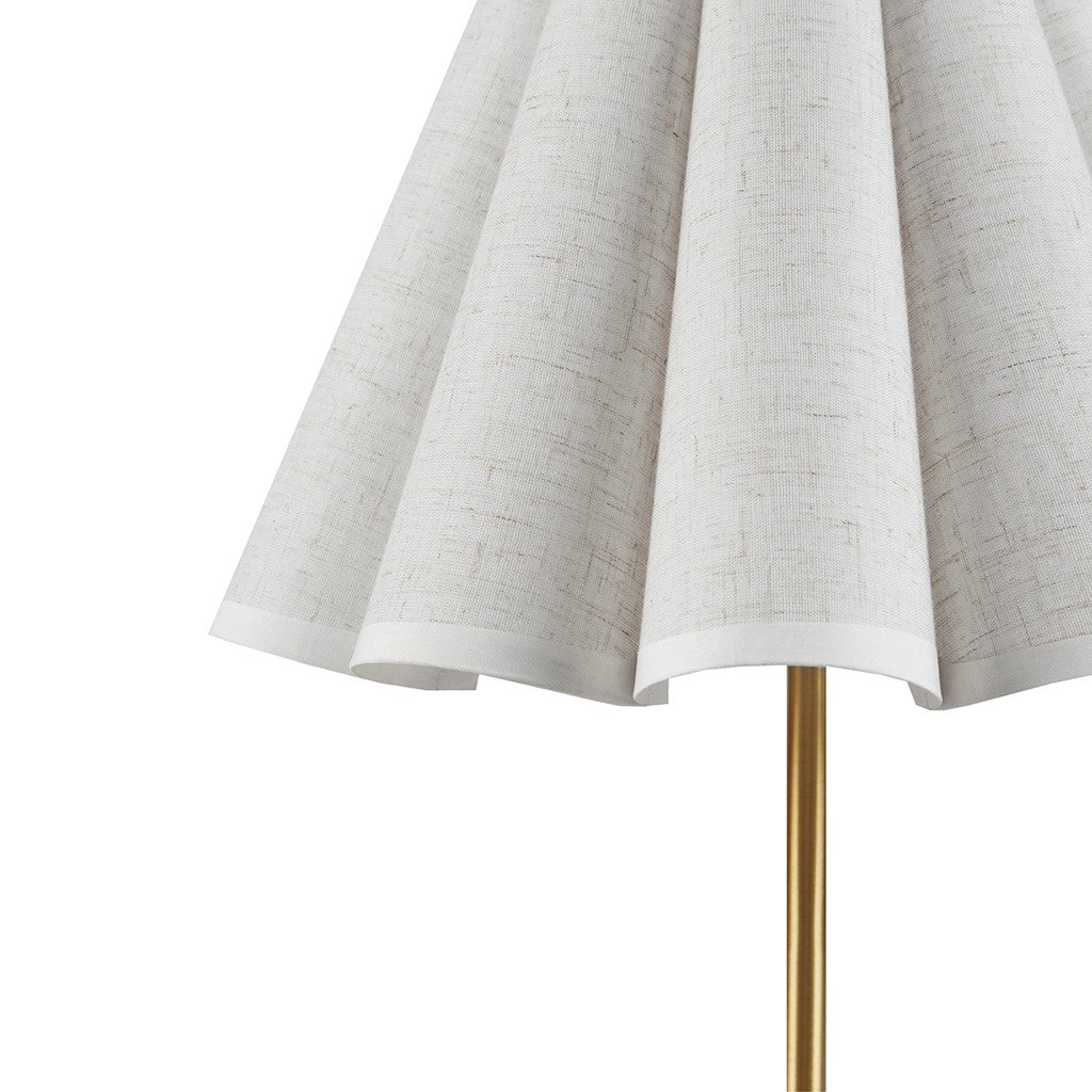 Table Lamp with Pleated Design and Metal Base