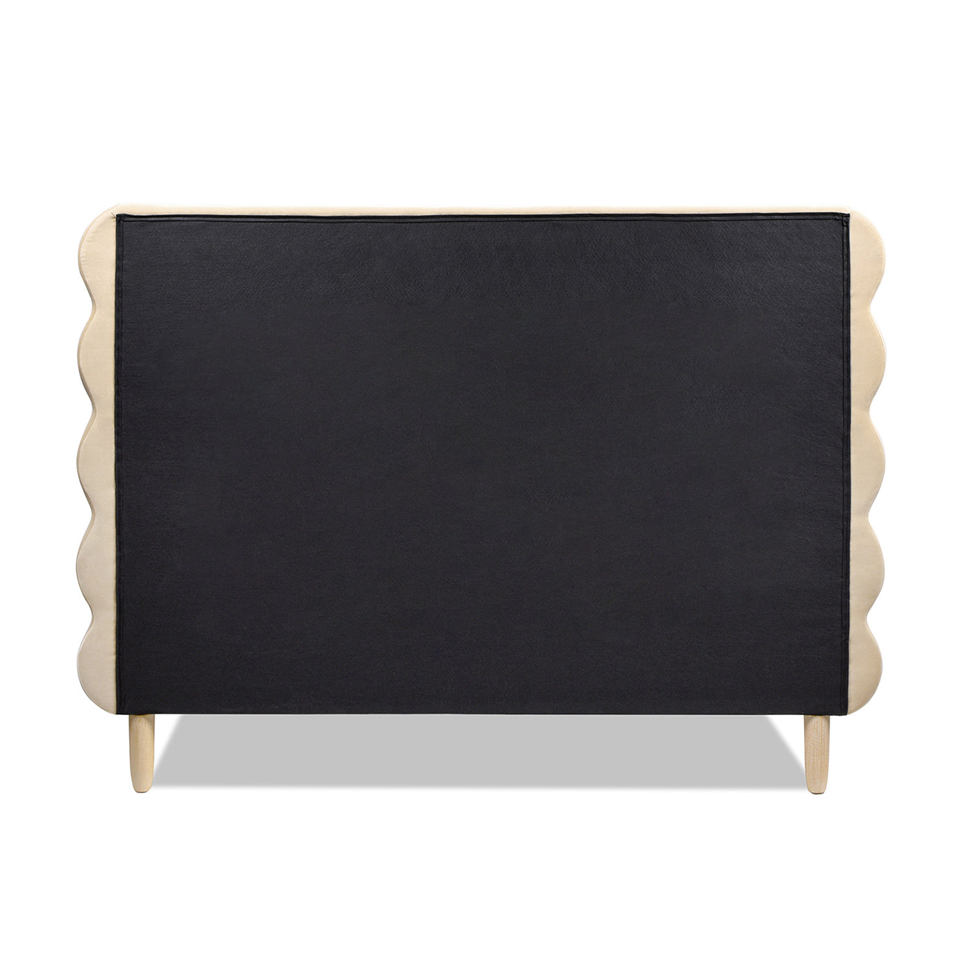 Essencee Upholstered Platform Bed with Wavy Headboard and Wood Legs