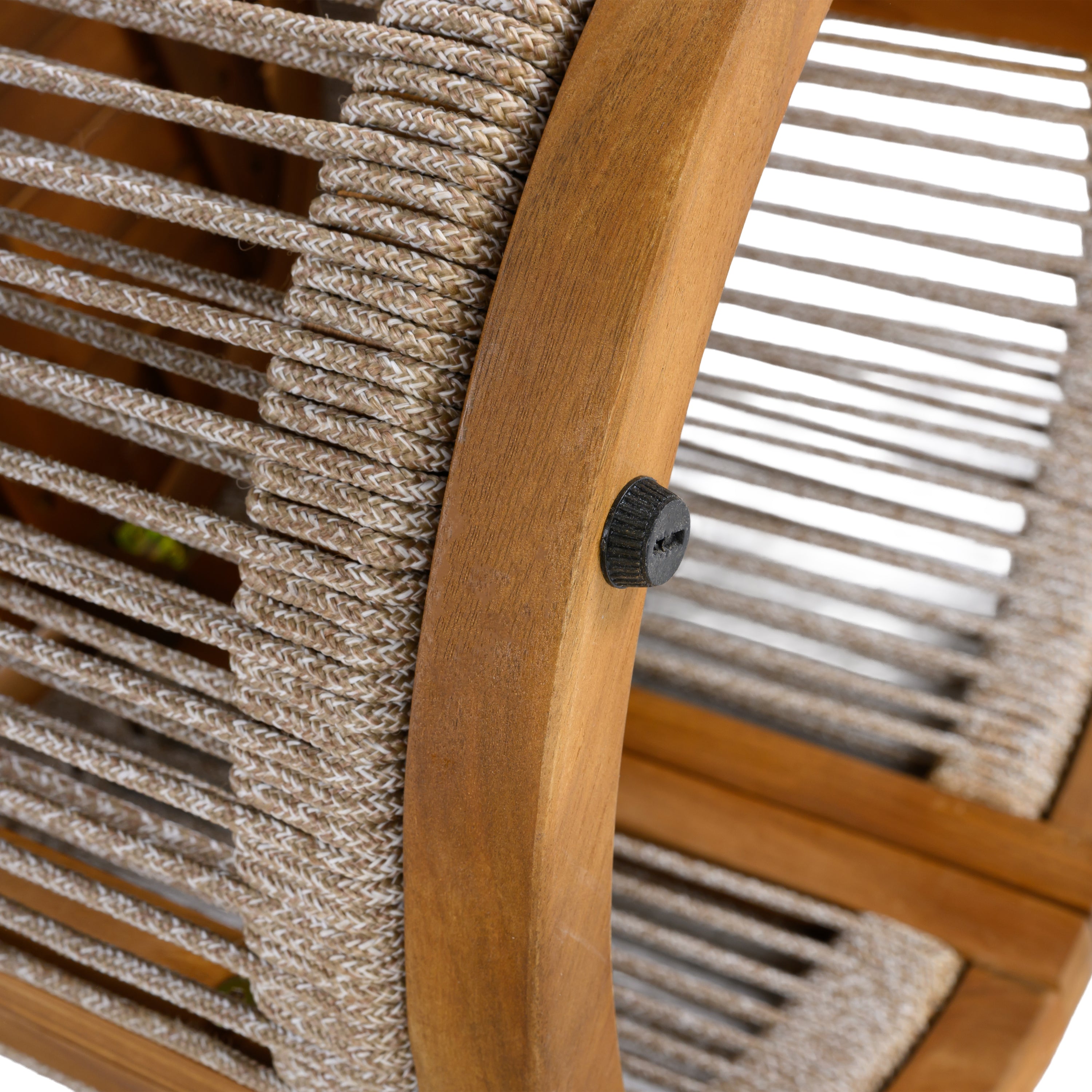 Sundara Acacia Wood Outdoor Side Table with Handwoven Rope Accents