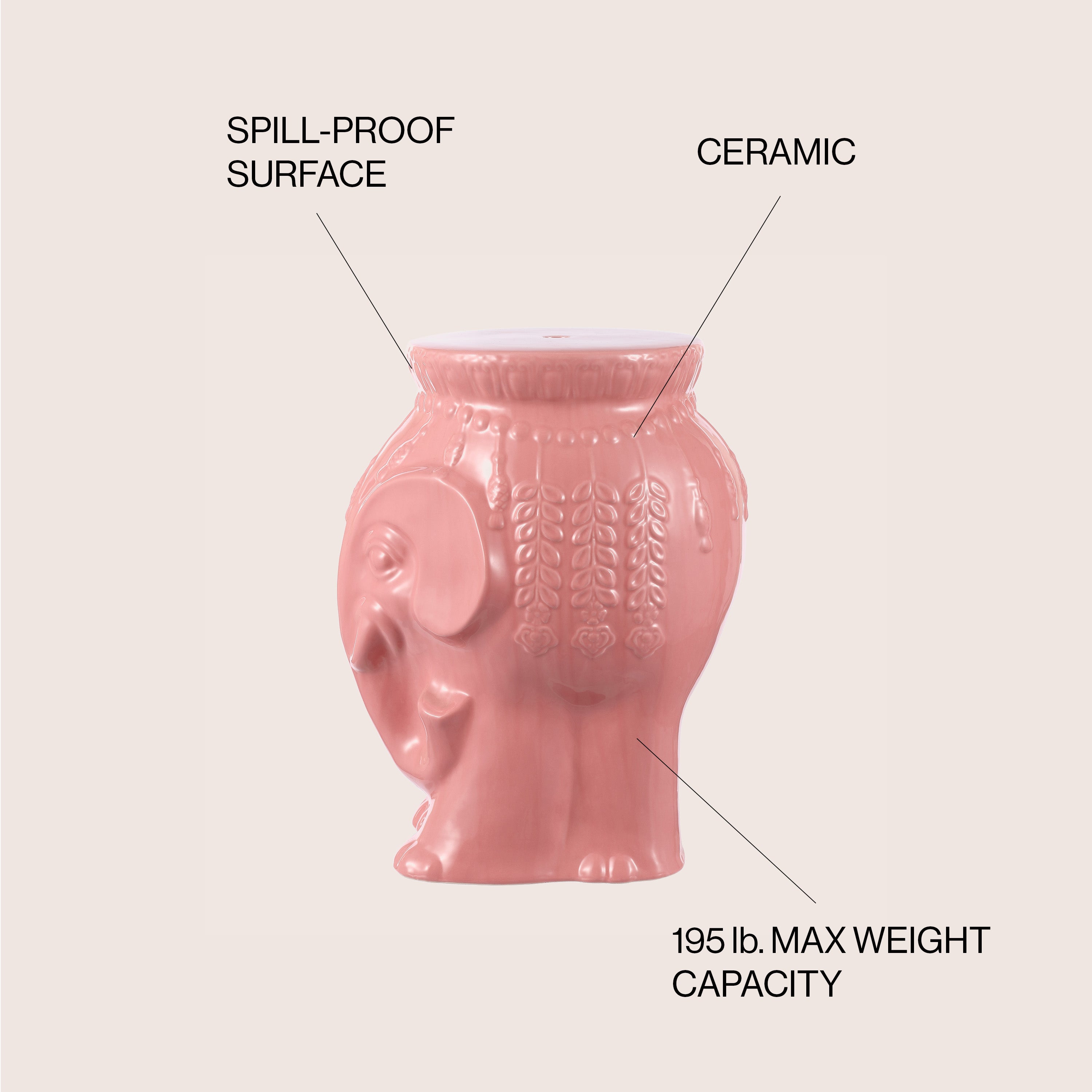 Orla Bohemian Elephant Ceramic Garden Stool