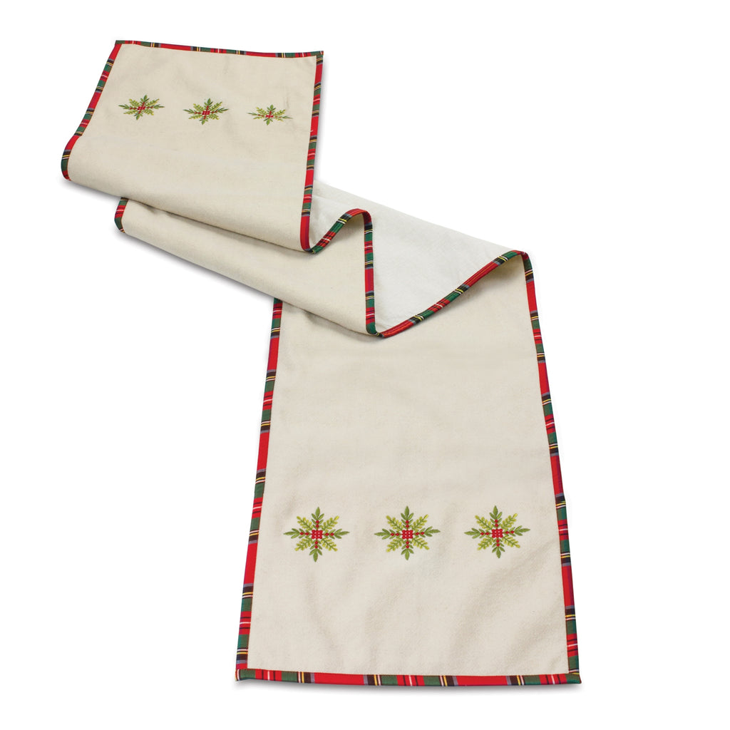 Embroidered Snowflake Table Runner 72"