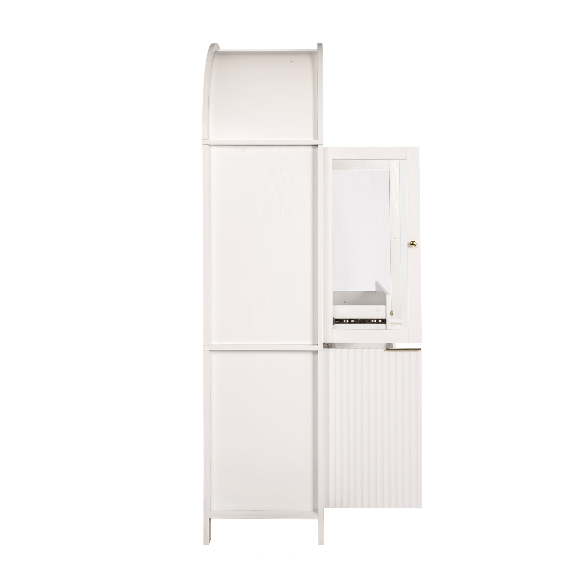 Fluted Arched Storage Cabinet with Adjustable Shelves
