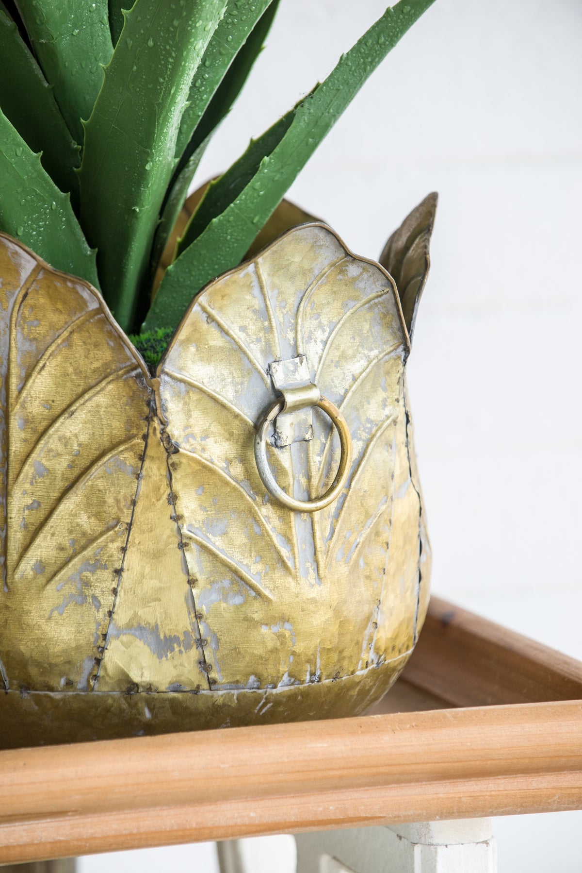 Set of 3 Distressed Metal Planters