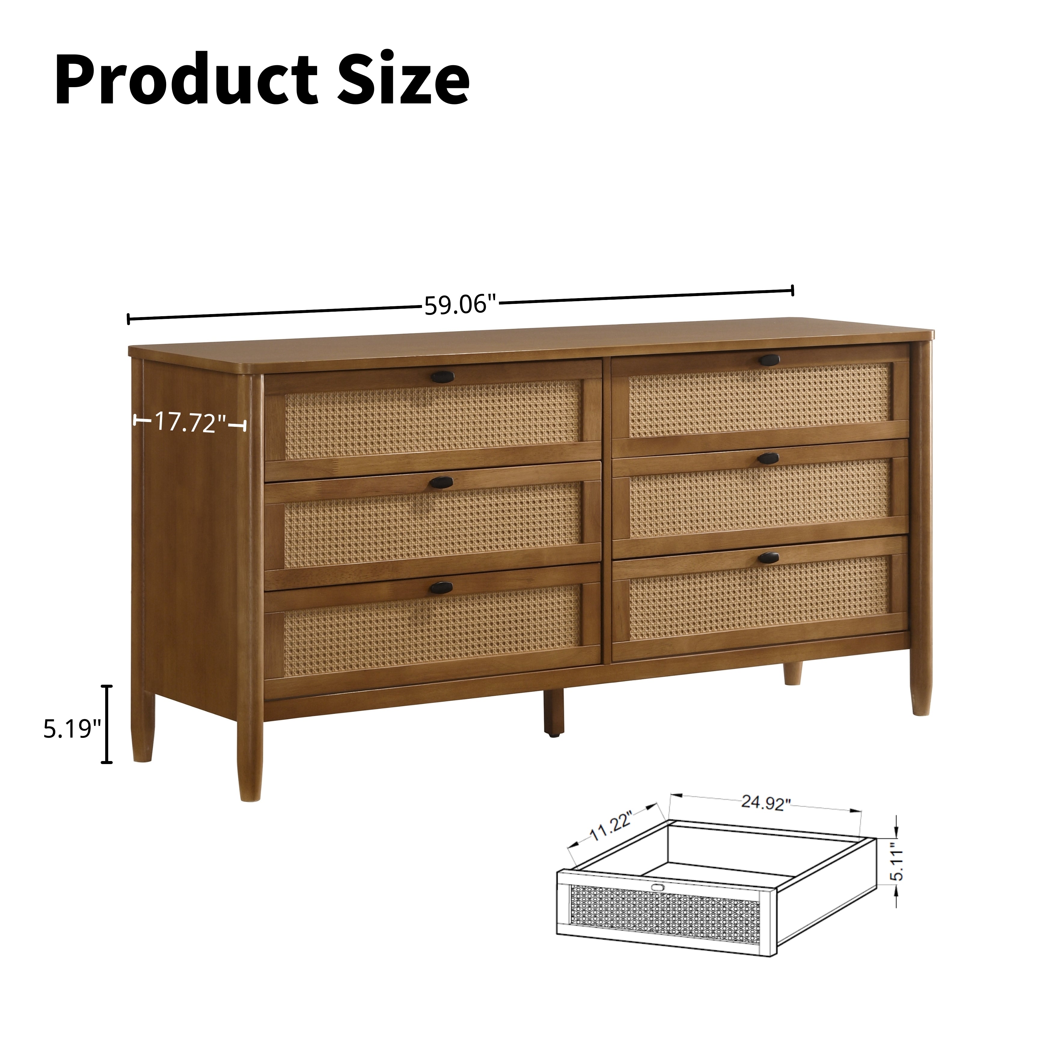 Vichy 6-Piece Rubberwood Bedroom Set