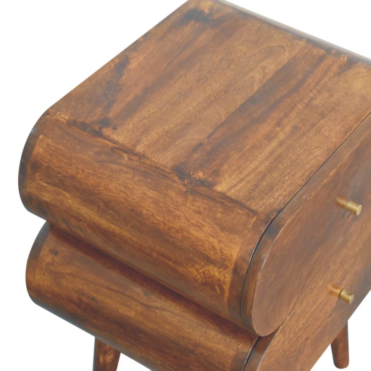 Bedside with 2 Drawers and Round Capsule Design - Nightstands