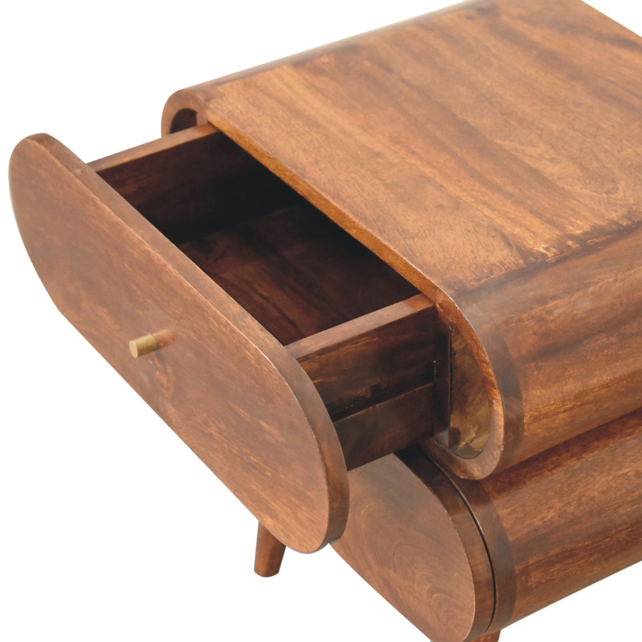 Bedside with 2 Drawers and Round Capsule Design - Nightstands