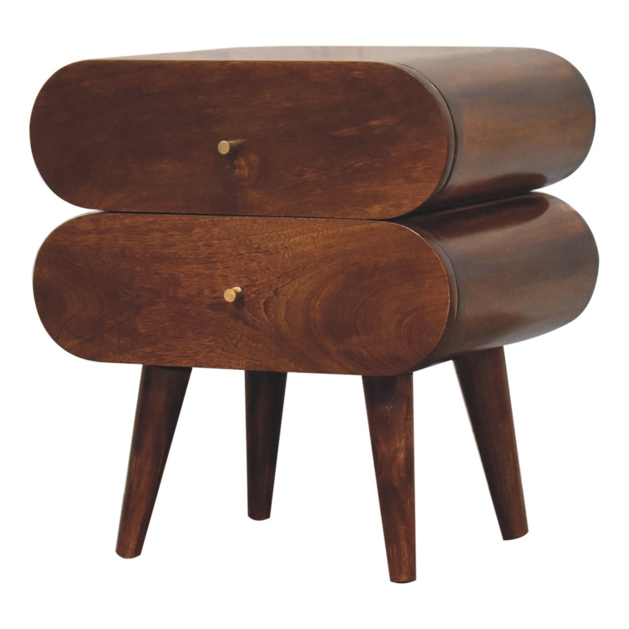 Bedside with 2 Drawers and Round Capsule Design - Nightstands