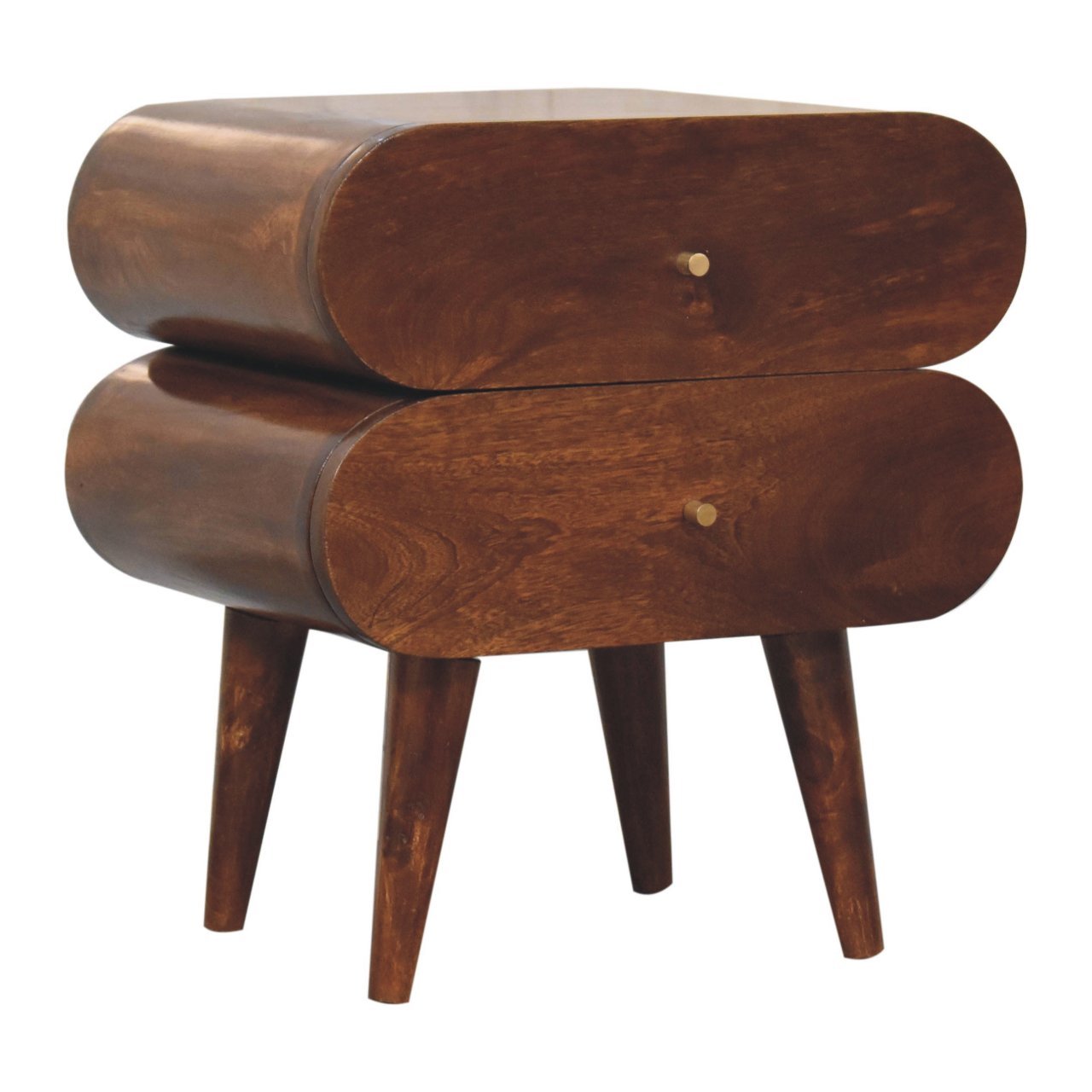 Bedside with 2 Drawers and Round Capsule Design - Nightstands