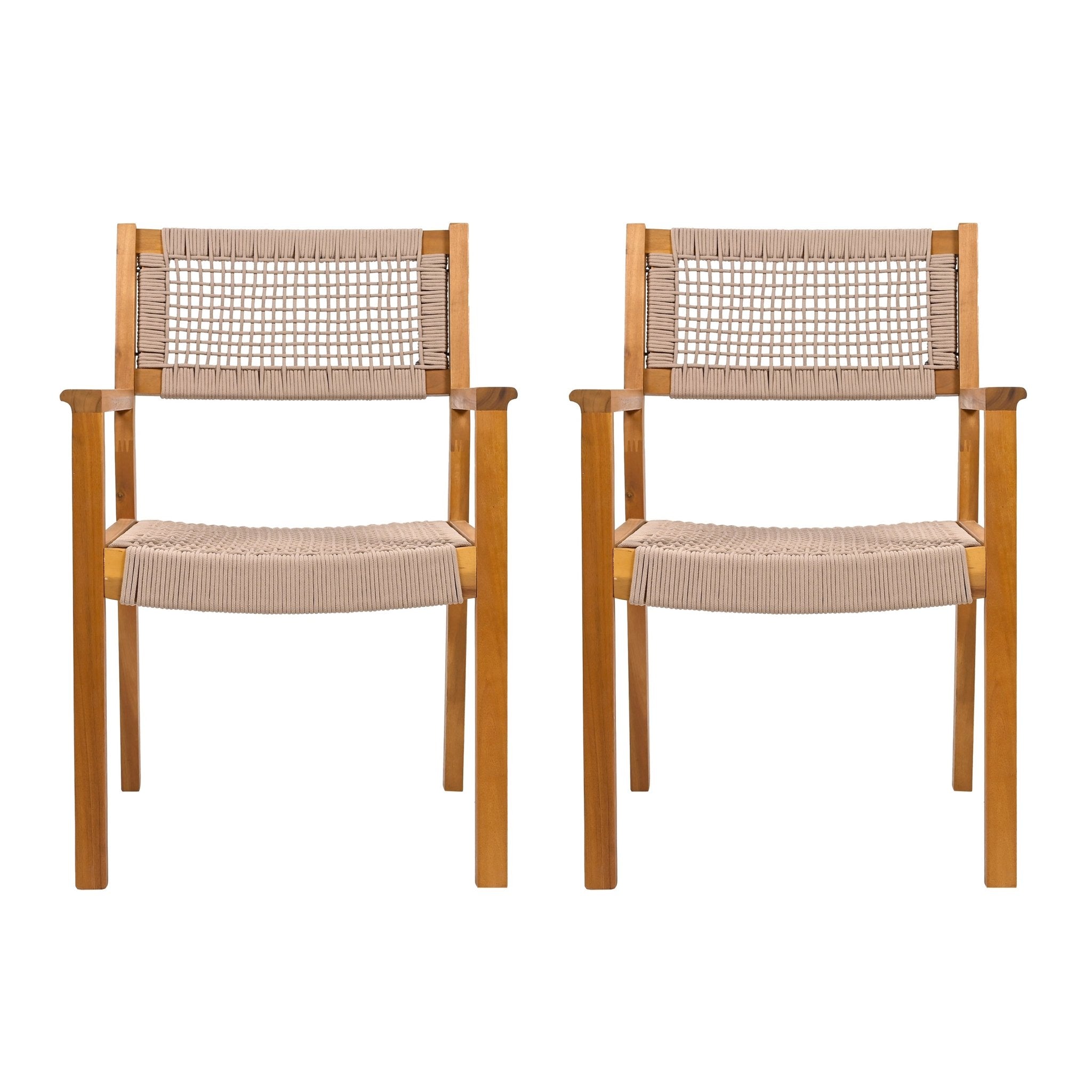 Belladom Wood and Rope Dining Chair with Open Back, Set of 2 - Dining Chairs