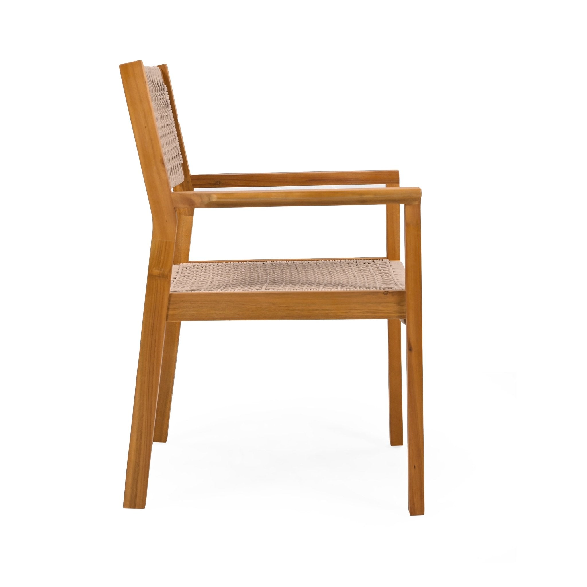 Belladom Wood and Rope Dining Chair with Open Back, Set of 2 - Dining Chairs