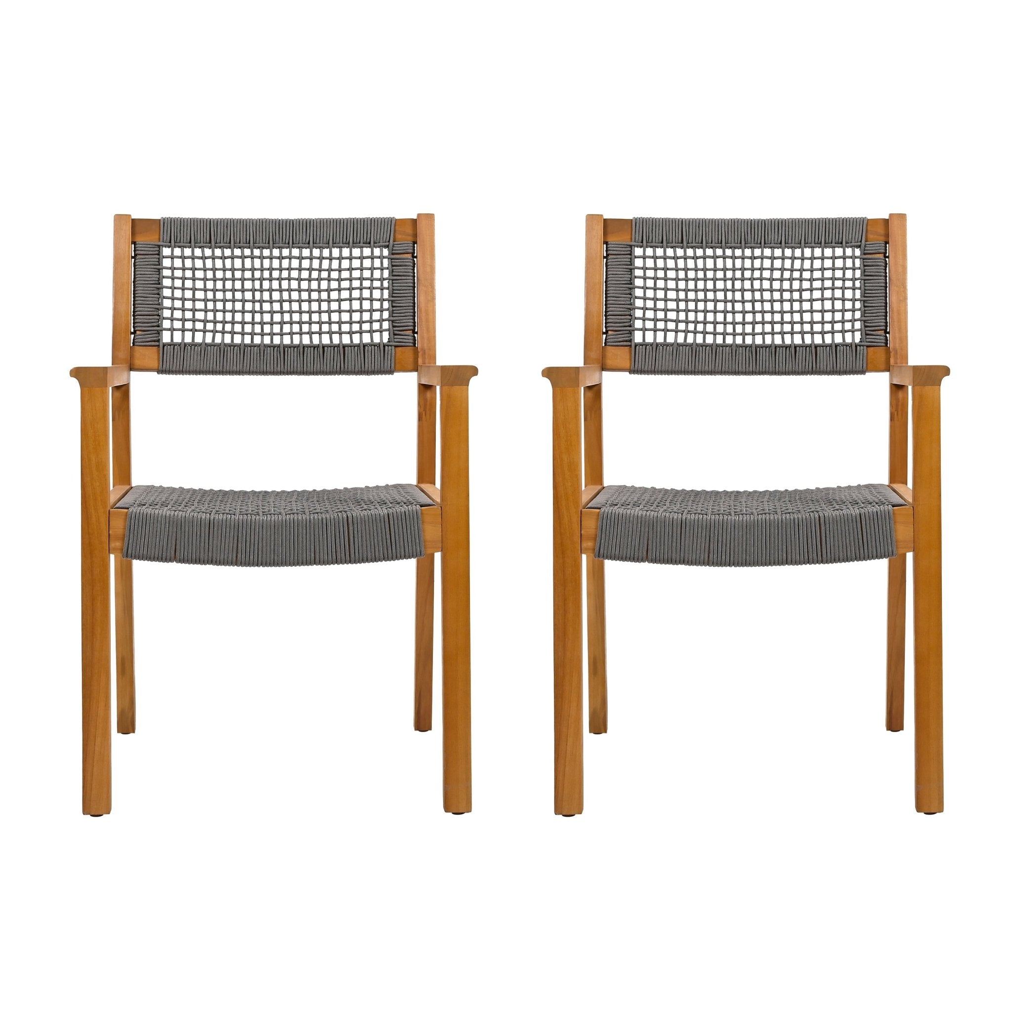 Belladom Wood and Rope Dining Chair with Open Back, Set of 2 - Dining Chairs