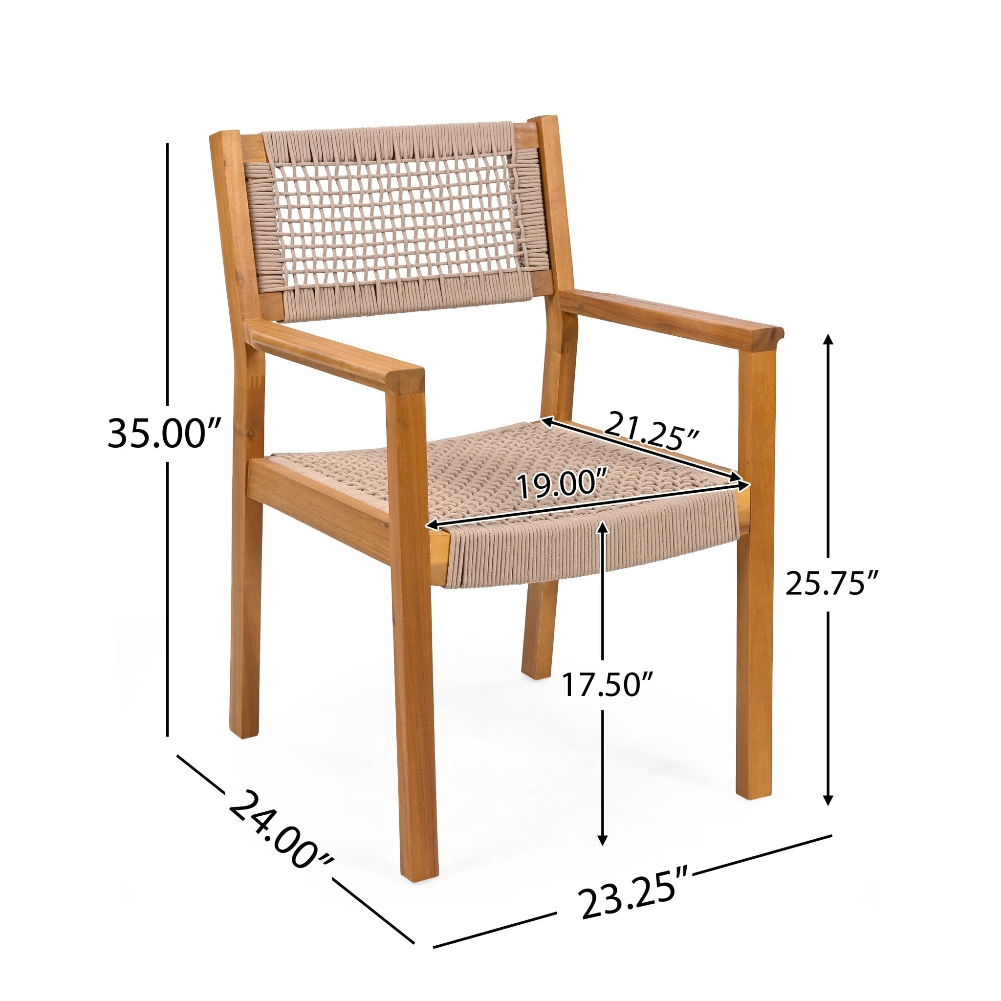 Belladom Wood and Rope Dining Chair with Open Back, Set of 2 - Dining Chairs