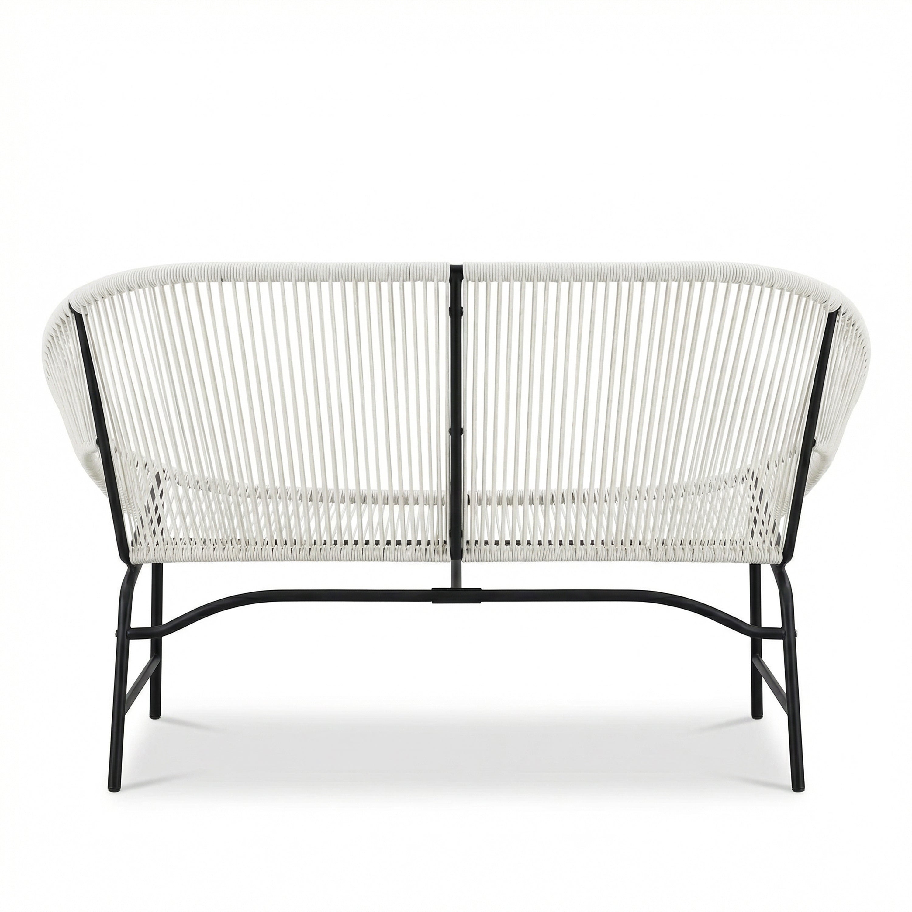 CONDESSA OUTDOOR PATIO WICKER LOVE SEAT, GREEN PE RATTAN & IRON FRAME, SET OF 1