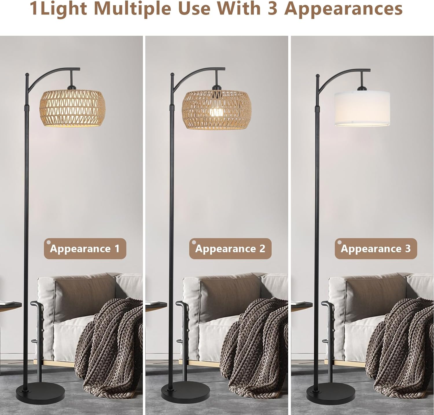 Ataraxis Floor Lamp with 3 Color Temperatures and Double Drum Shade