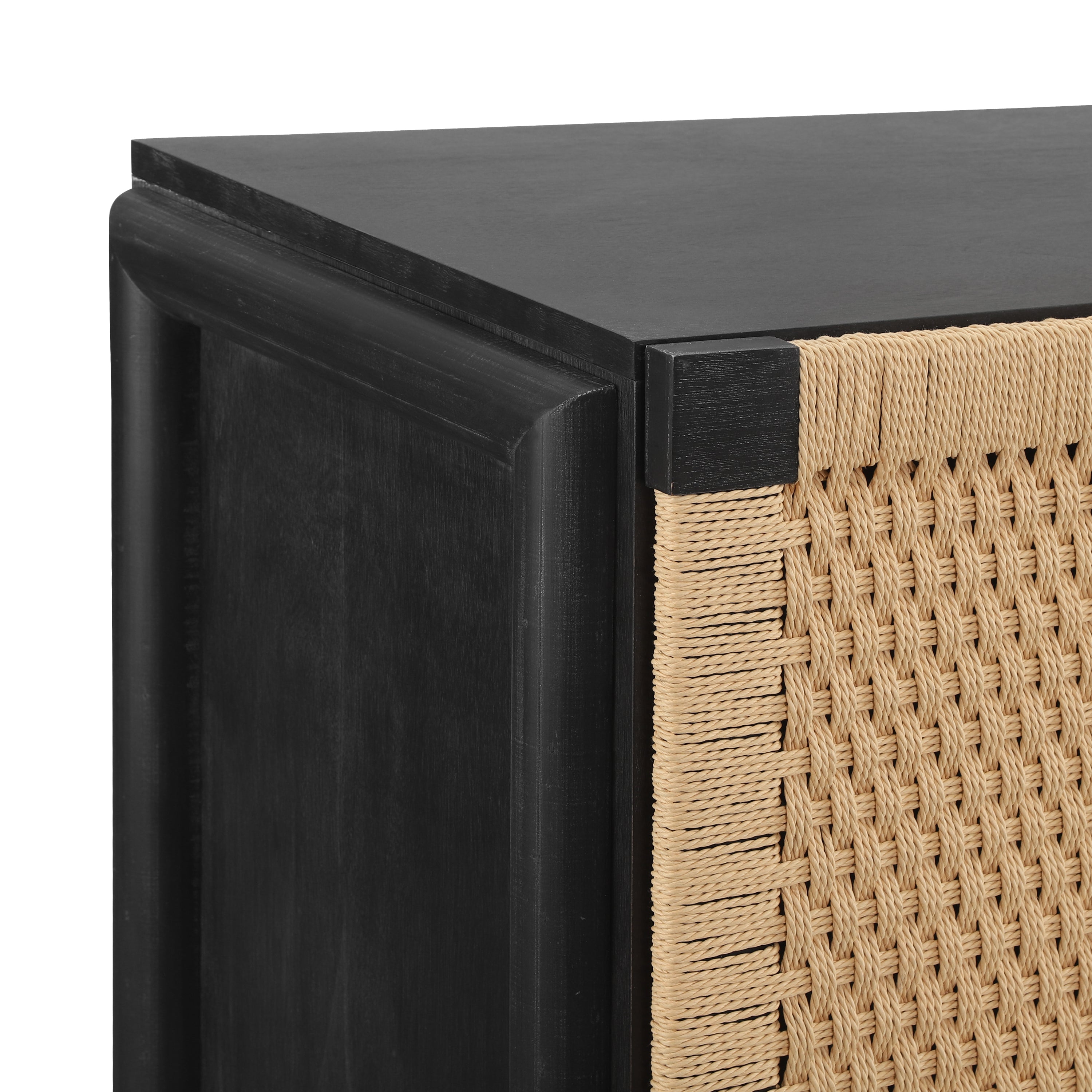 Natural Farmhouse Cabinet with Handwoven Paper Rope Doors