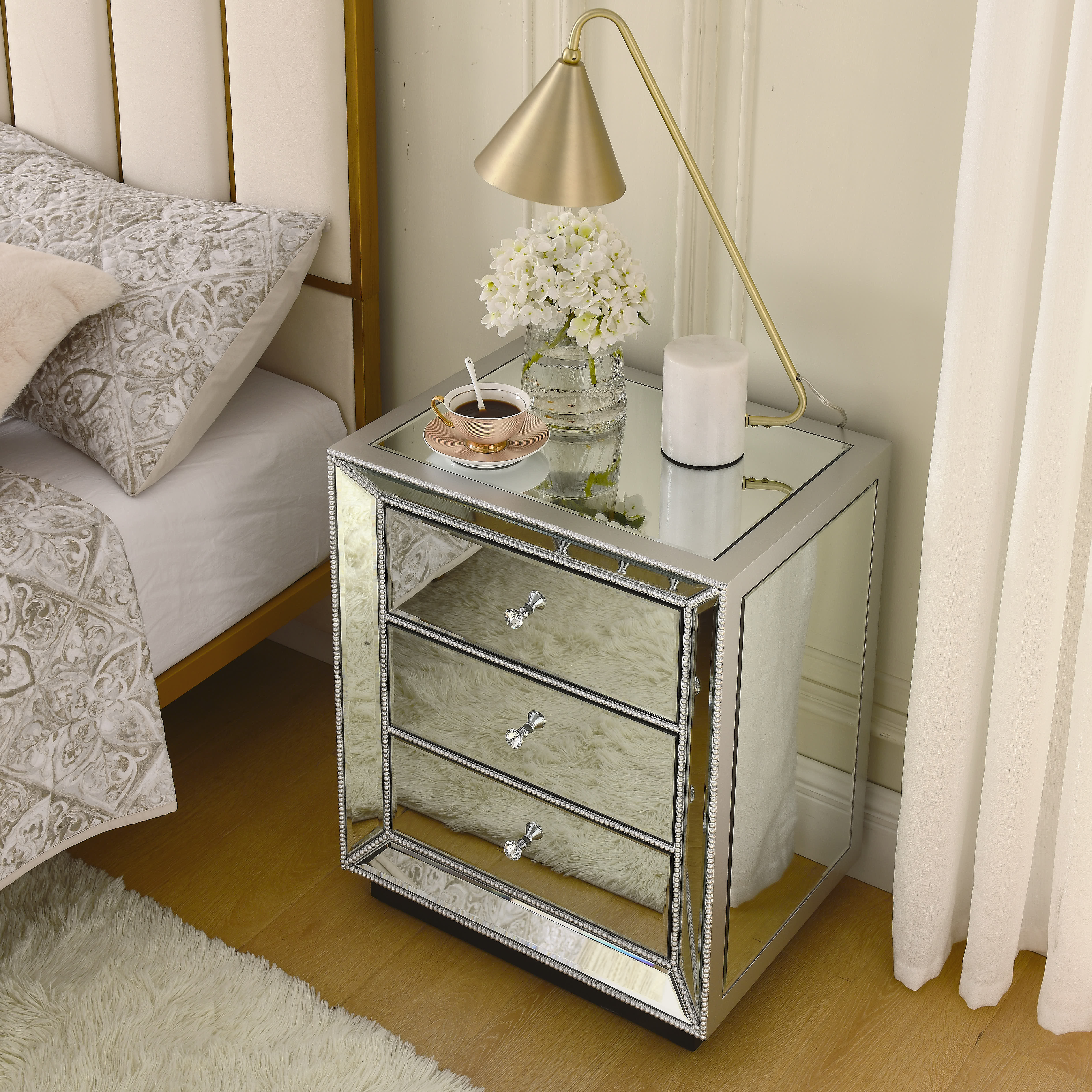 3-Drawer Cabinet with Crystal Handle