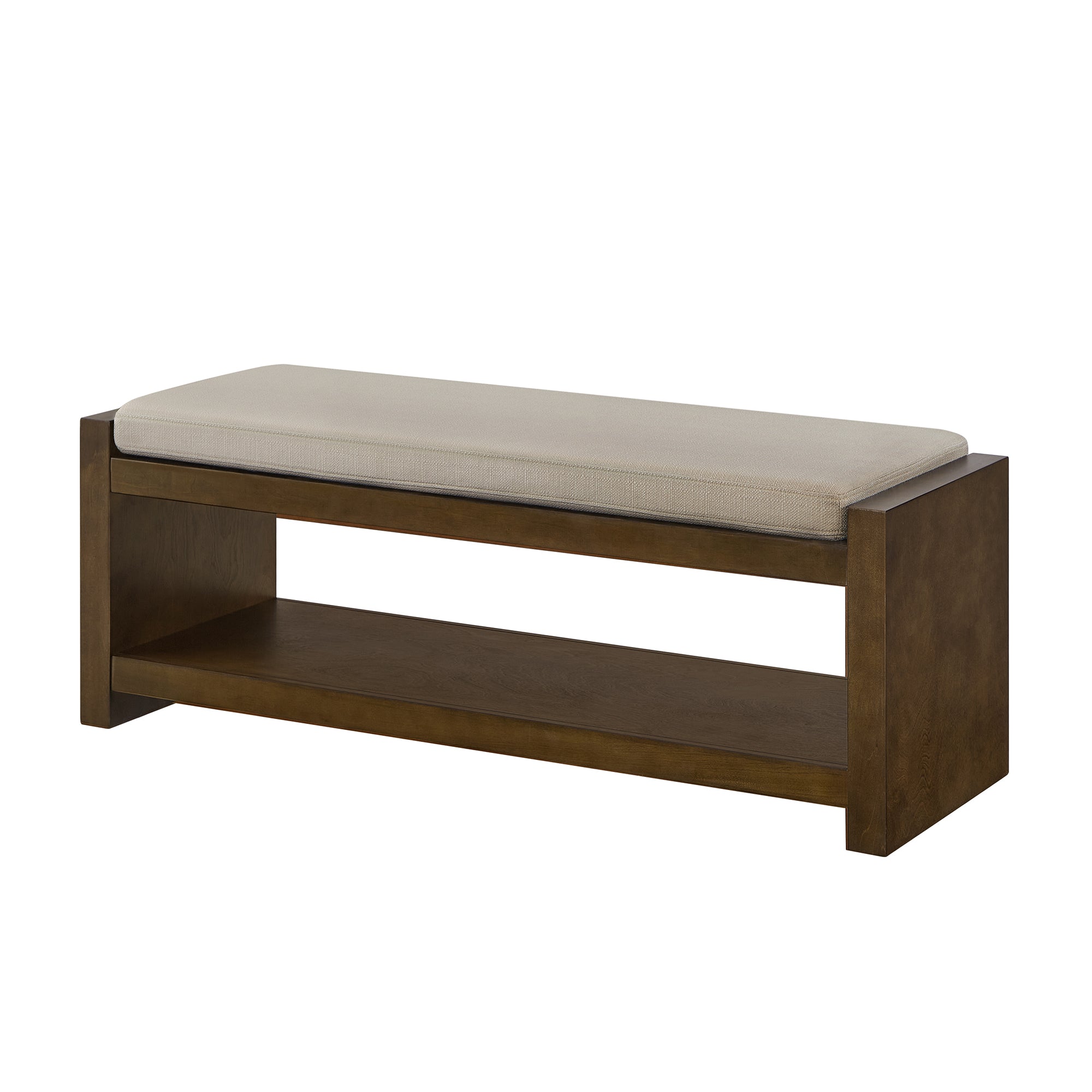 Accent Bench with Lower Shelf Shoe Rack and Padded Seating
