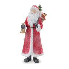 Glitter Santa Figurine with Pine Accent (Set of 3)