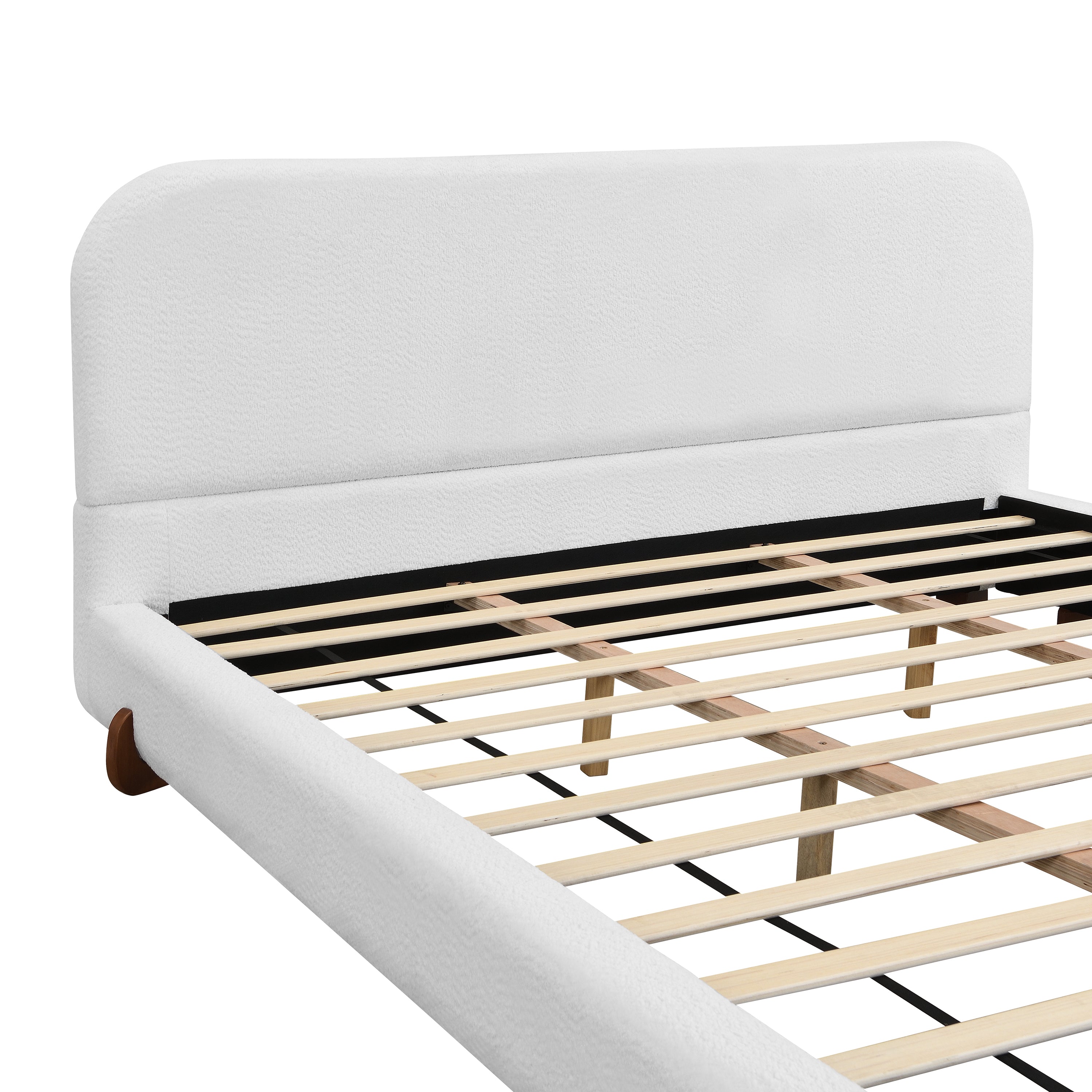 Fabric and Solid Wood Legs Upholstered Bed Frame