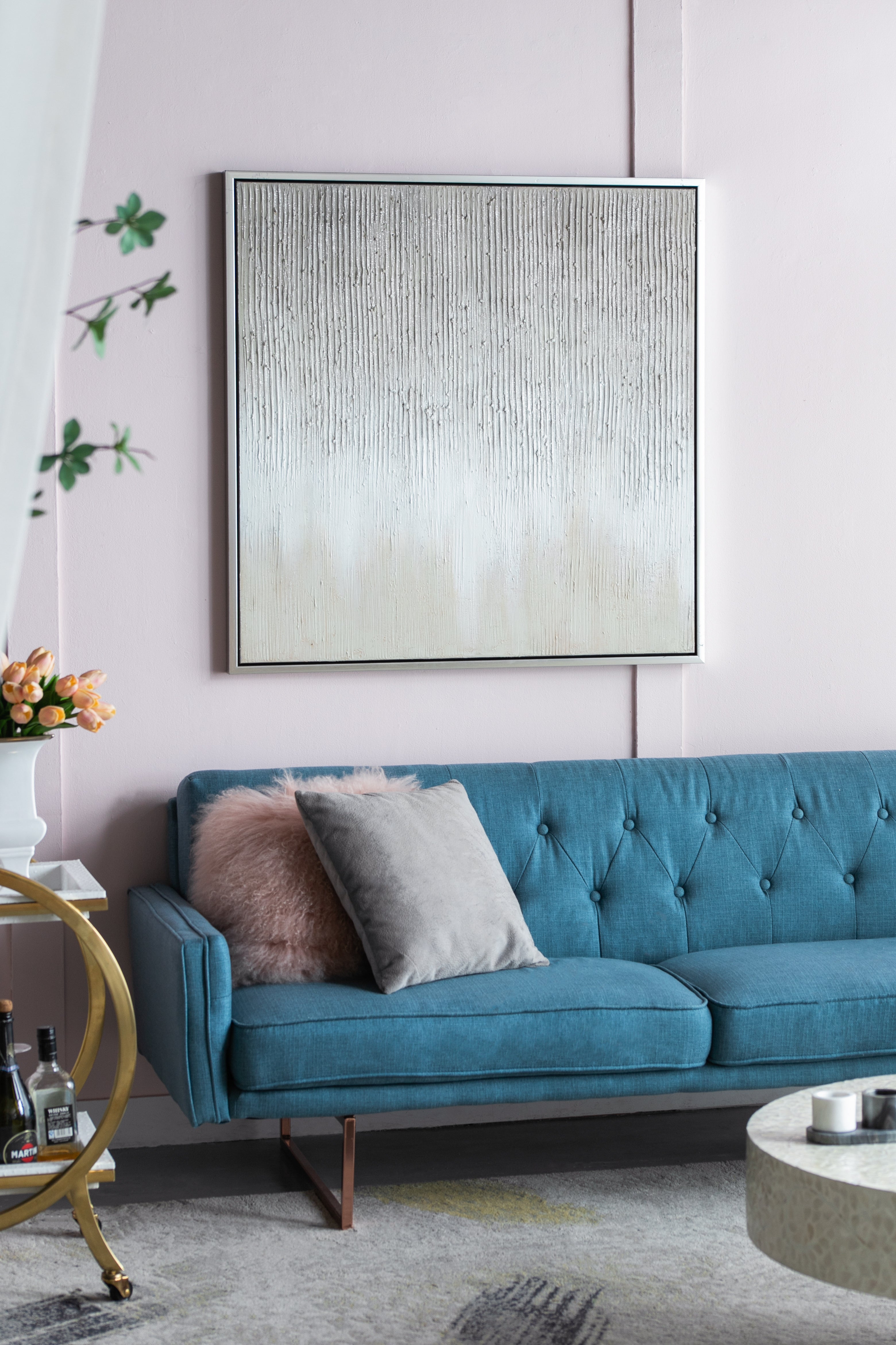 Hand-painted Canvas Wall Art with Square Frame
