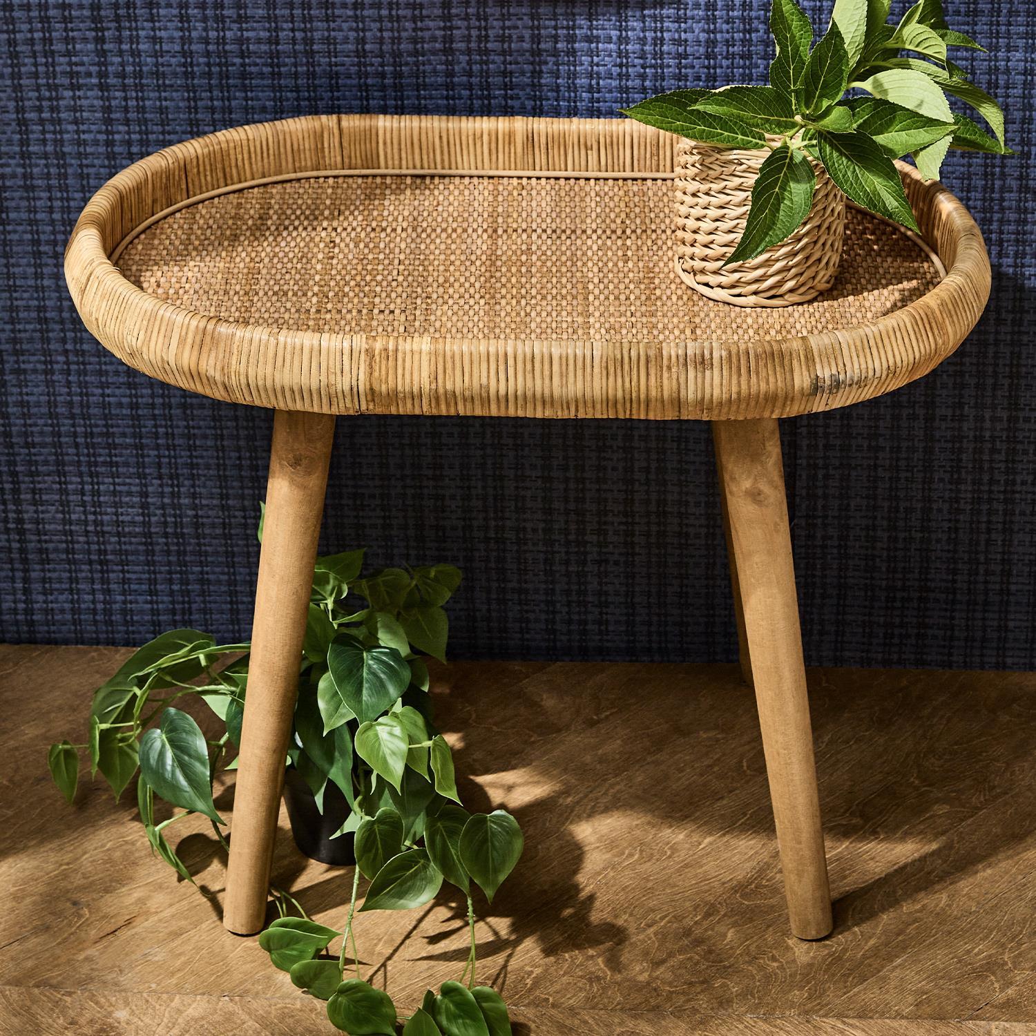 Hand-Crafted Rattan Side Table