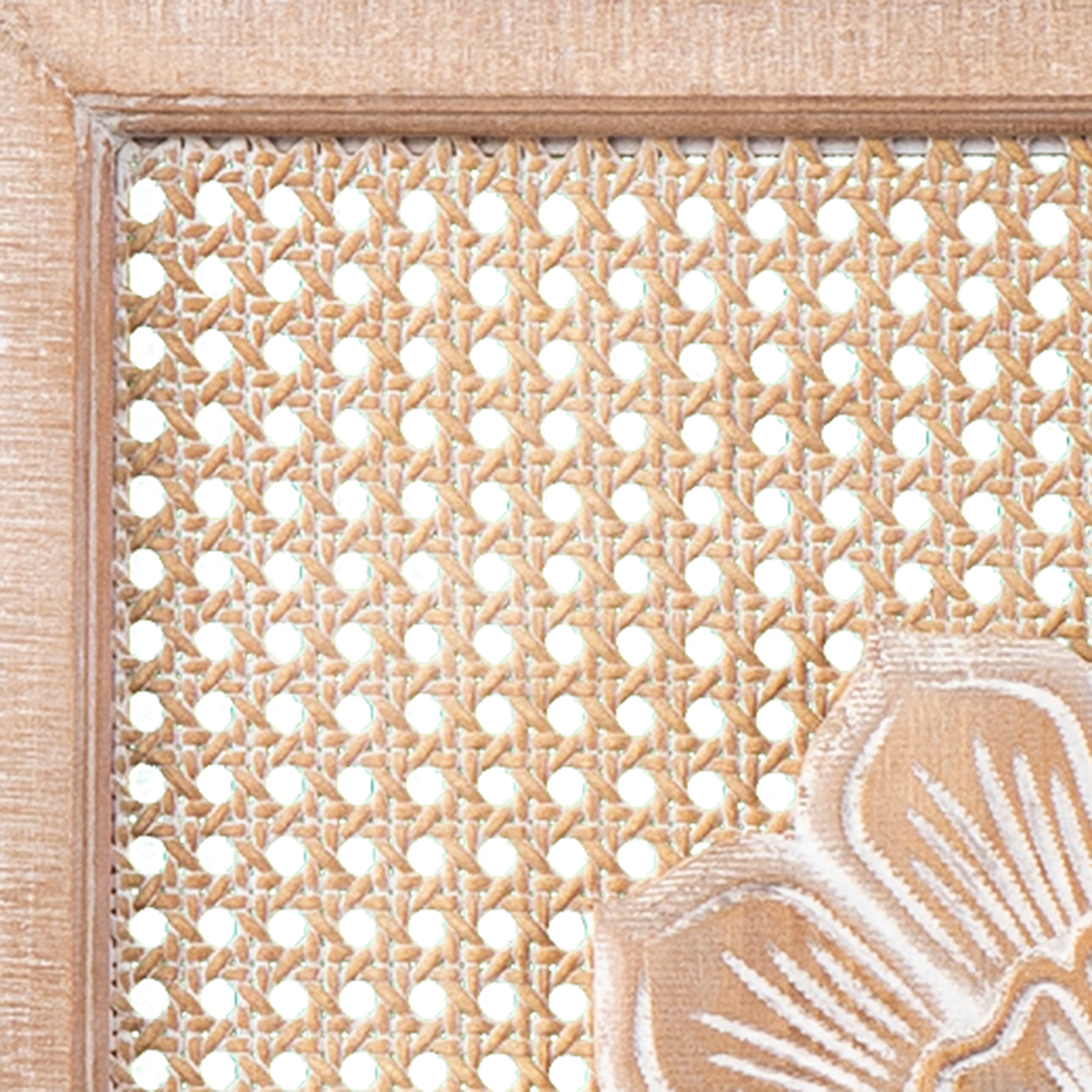 2-Piece Rattan Wall Decor Set with Carved Floral