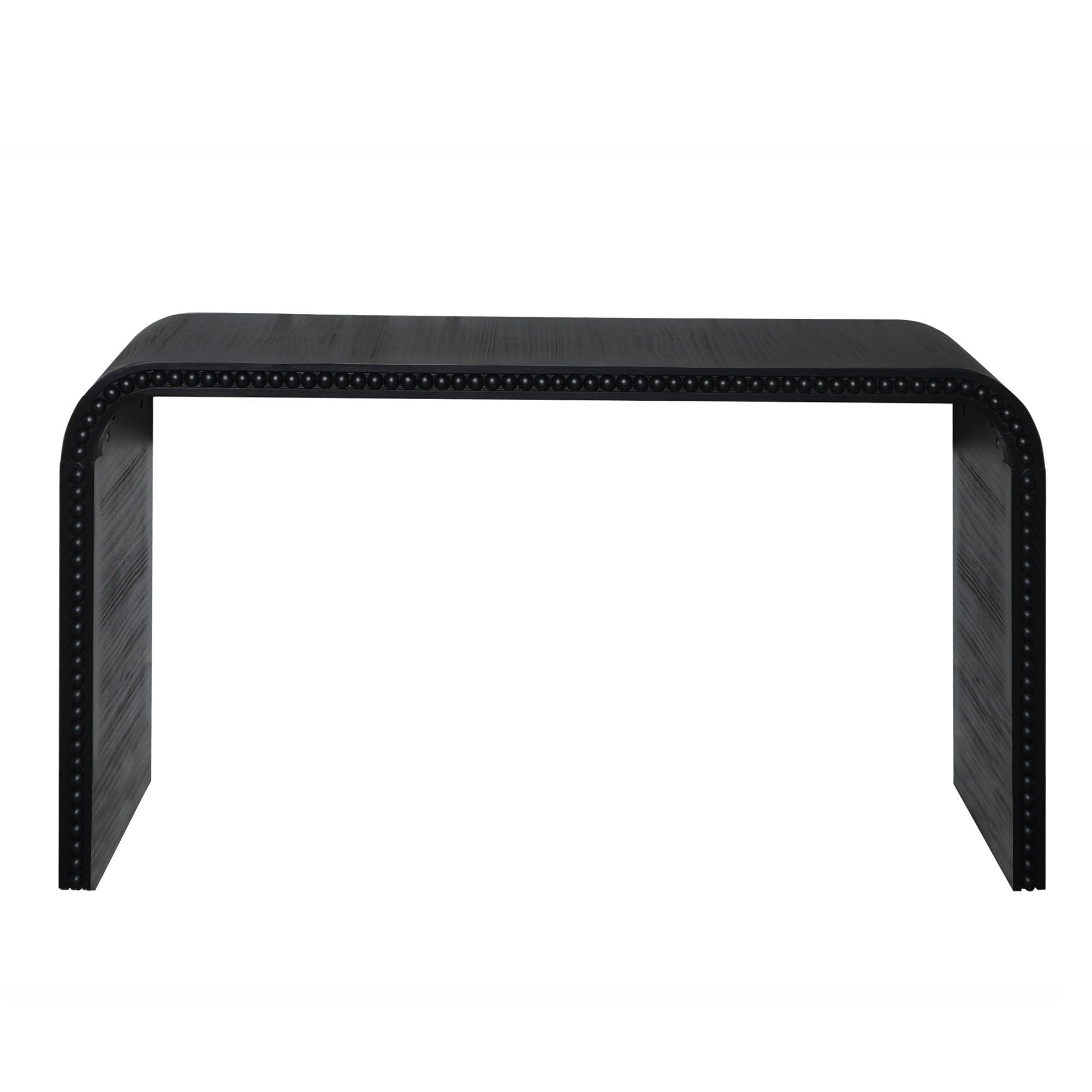 Curved Waterfall-Style Wood Beaded Console Table
