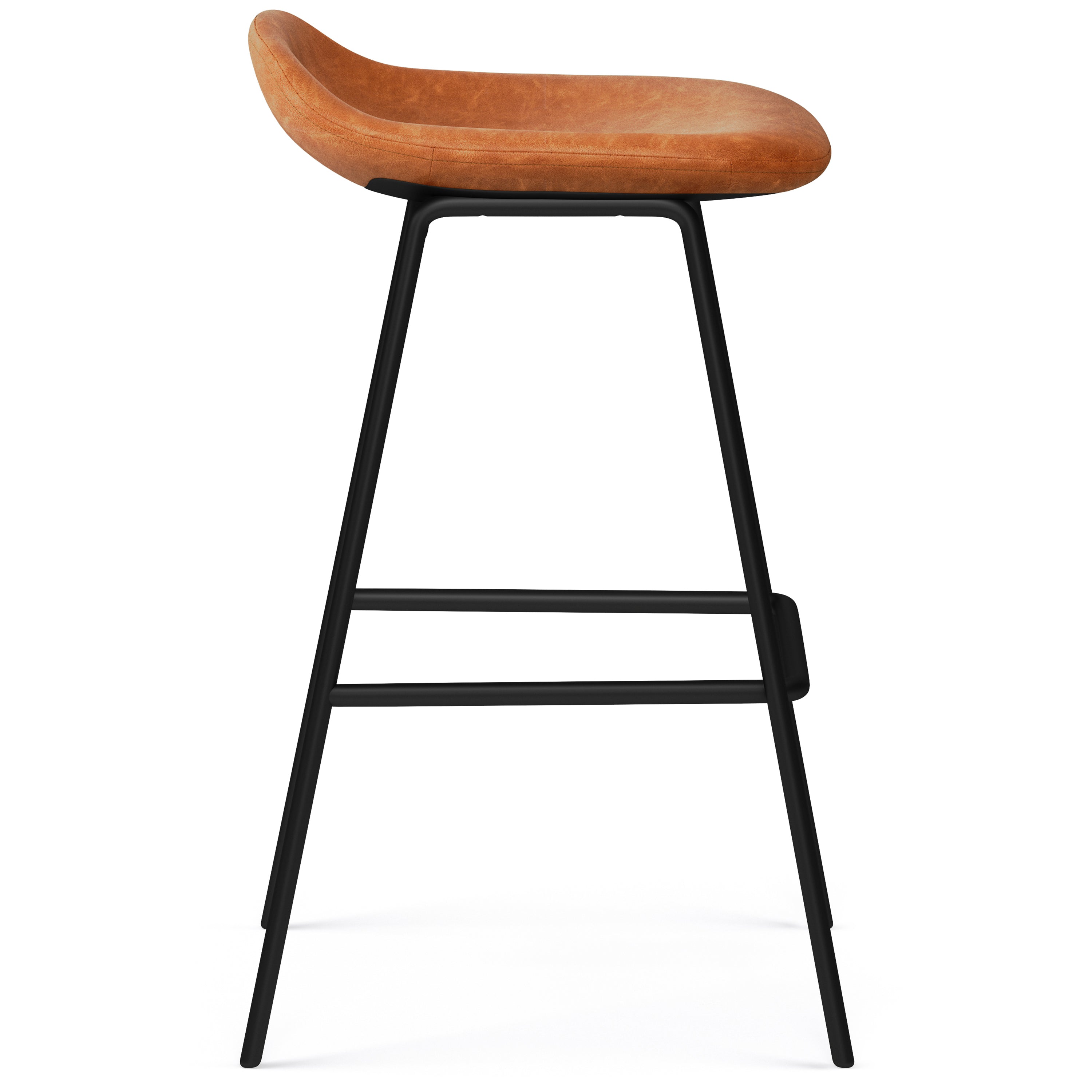 Horizons Faux Leather Stool with Padded Seat and Footrest, Set of 2