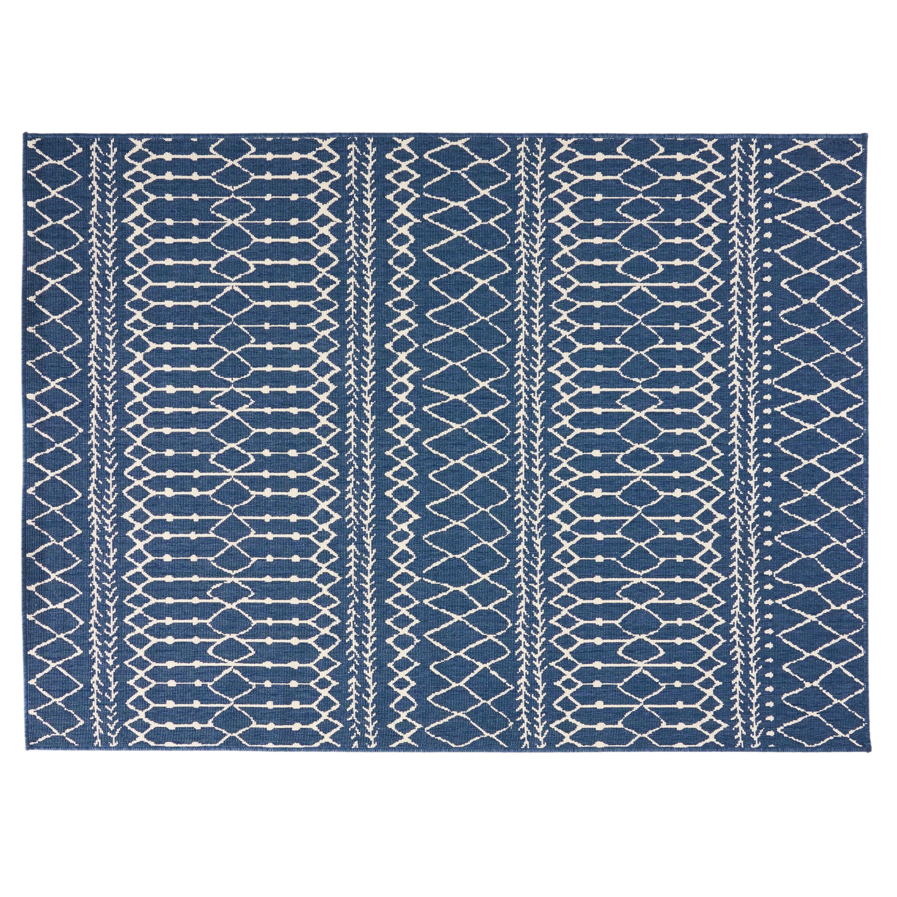 Calamity Blue Boho 63" x 84" Polypropylene Outdoor Area Rug