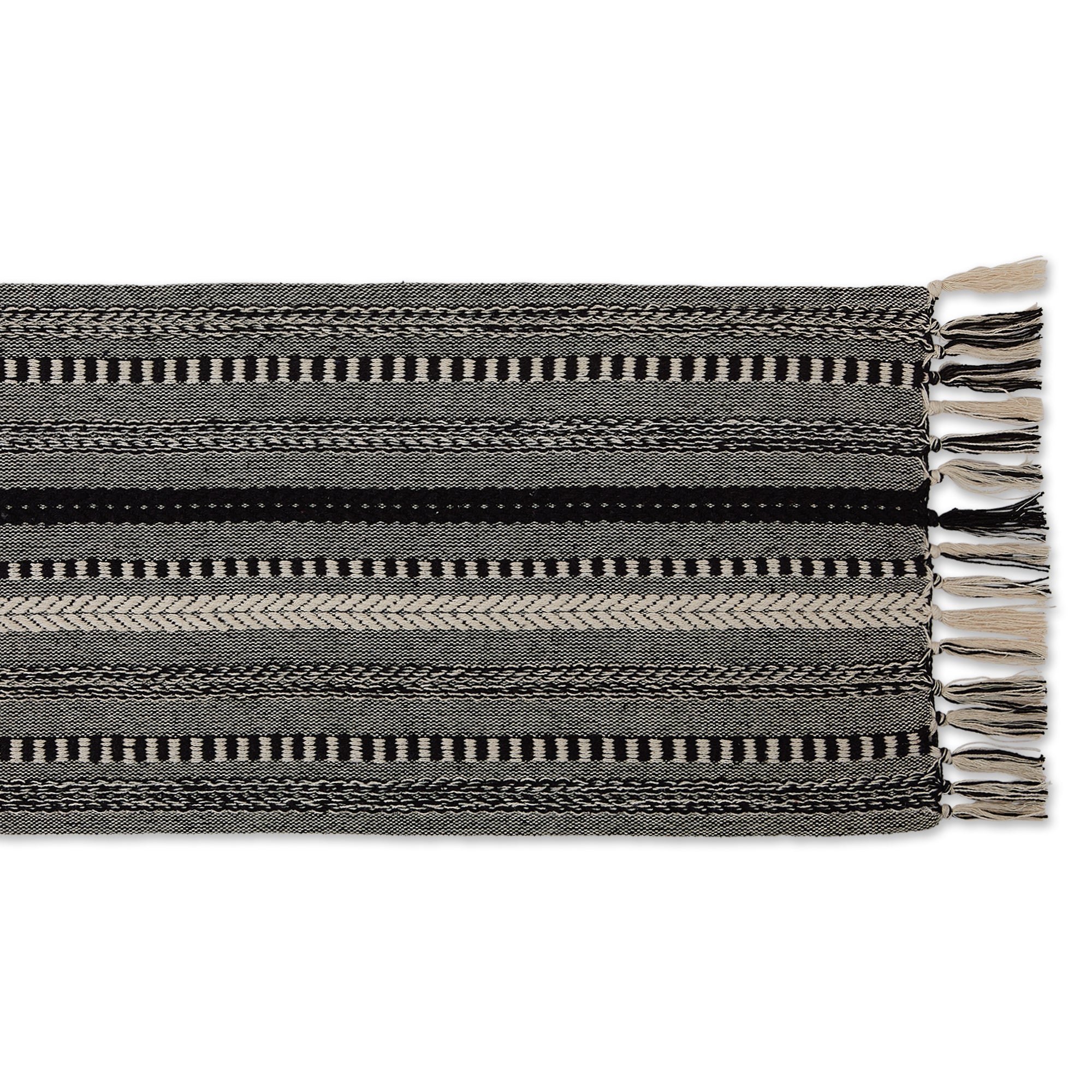 Black Braided Stripe Table Runner 15X108 - Table Runners
