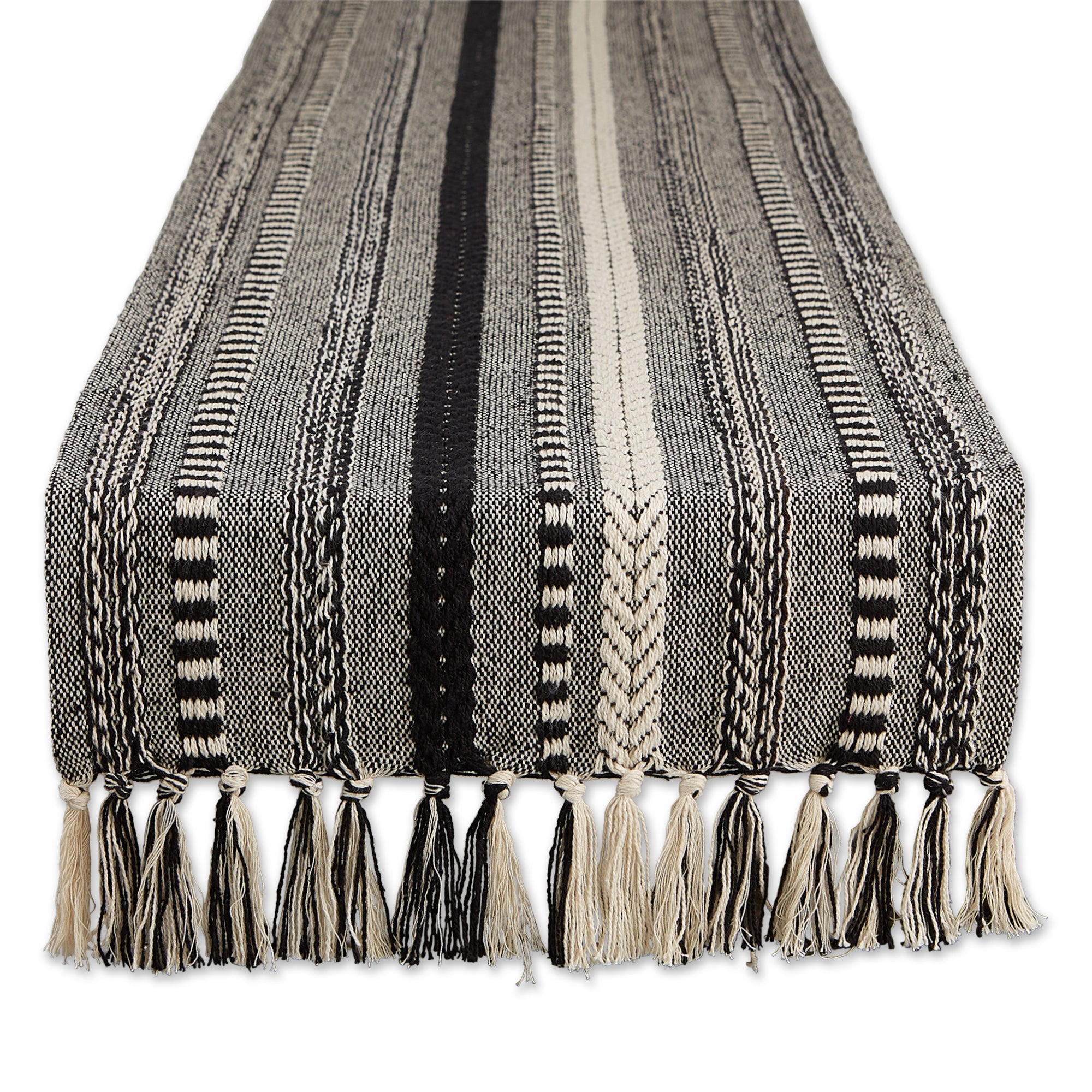 Black Braided Stripe Table Runner 15X108 - Table Runners