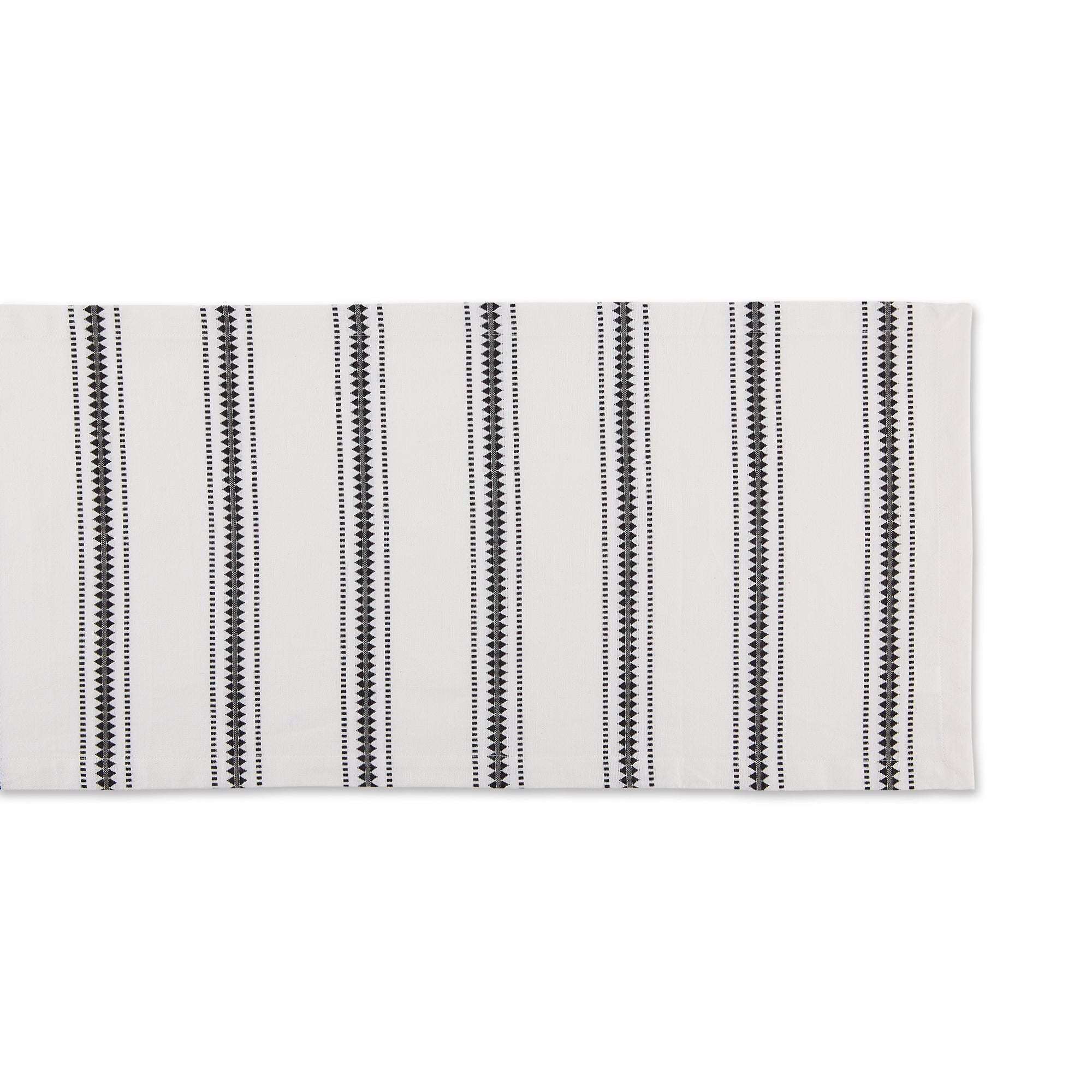 Black Zig Dobby Stripe Table Runner 14X108 - Table Runners