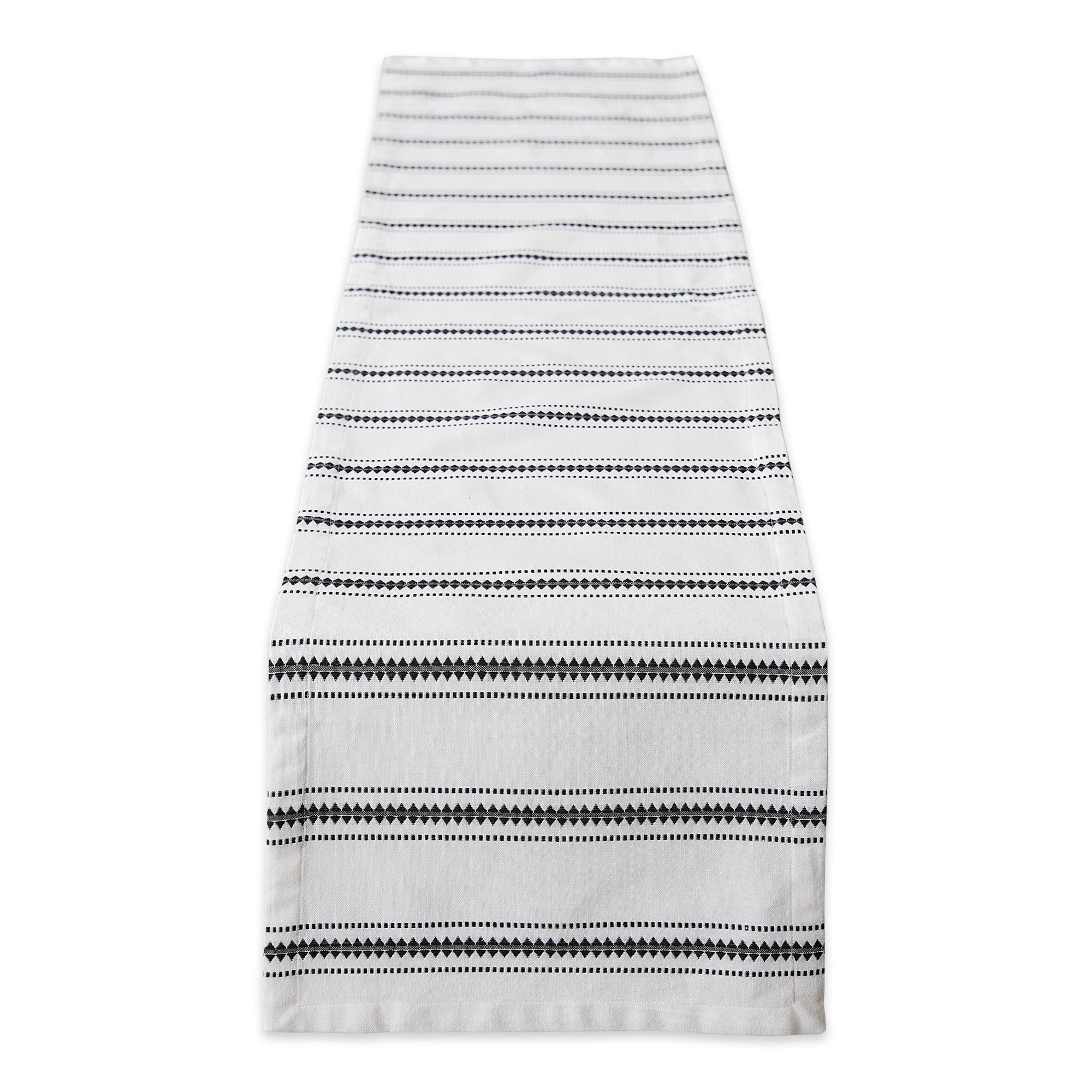 Black Zig Dobby Stripe Table Runner 14X108 - Table Runners