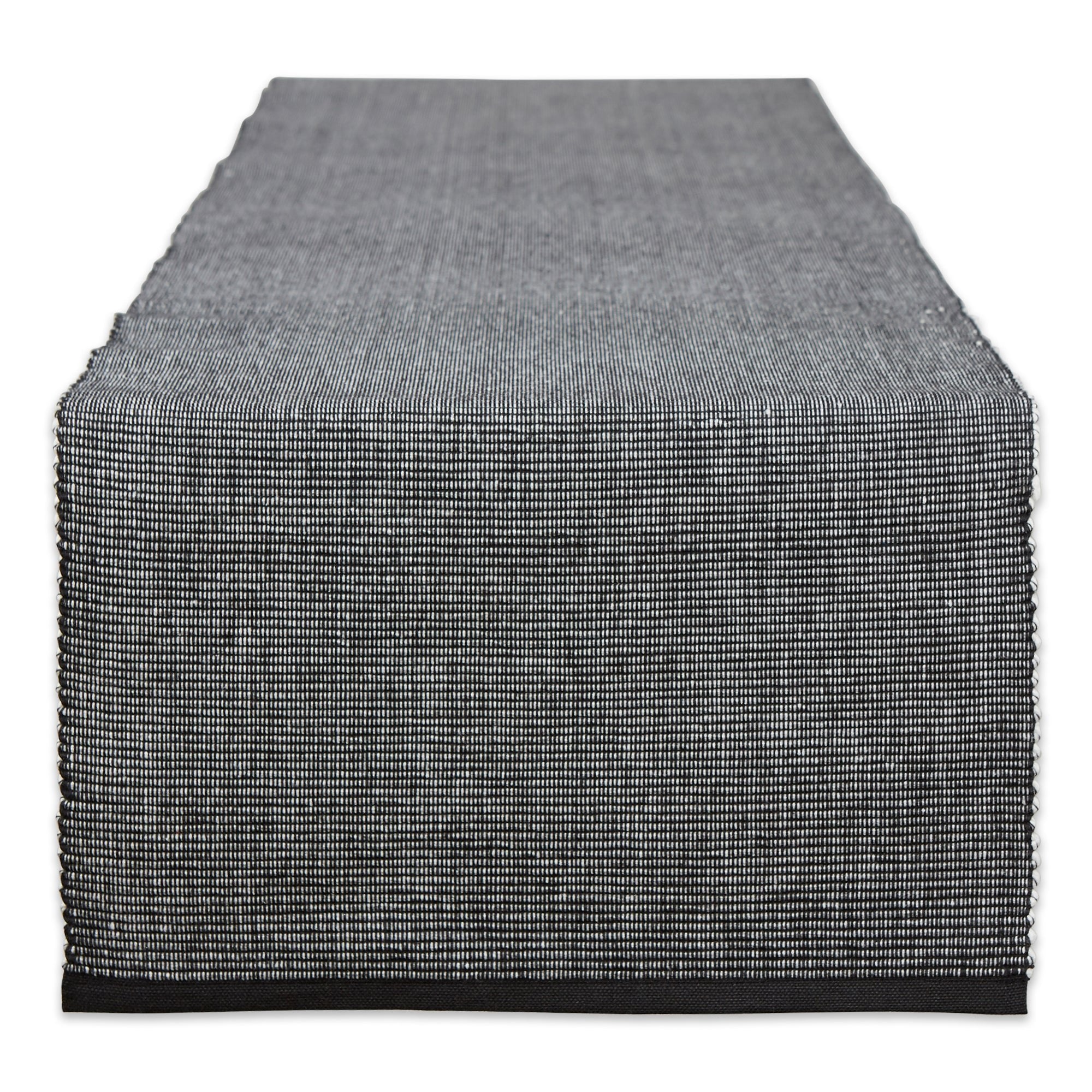 Black/White 2 - Tone Ribbed Table Runner 13X72 - Table Runners