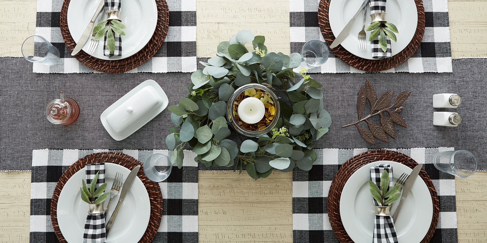 Black/White 2 - Tone Ribbed Table Runner 13X72 - Table Runners