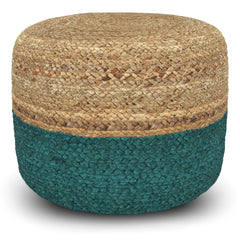 Blissara Multi-functional Round Pouf with Braided Jute - Pouf
