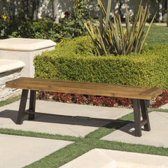 Blossom Acacia Wood Outdoor Bench with Slat Design - Benches