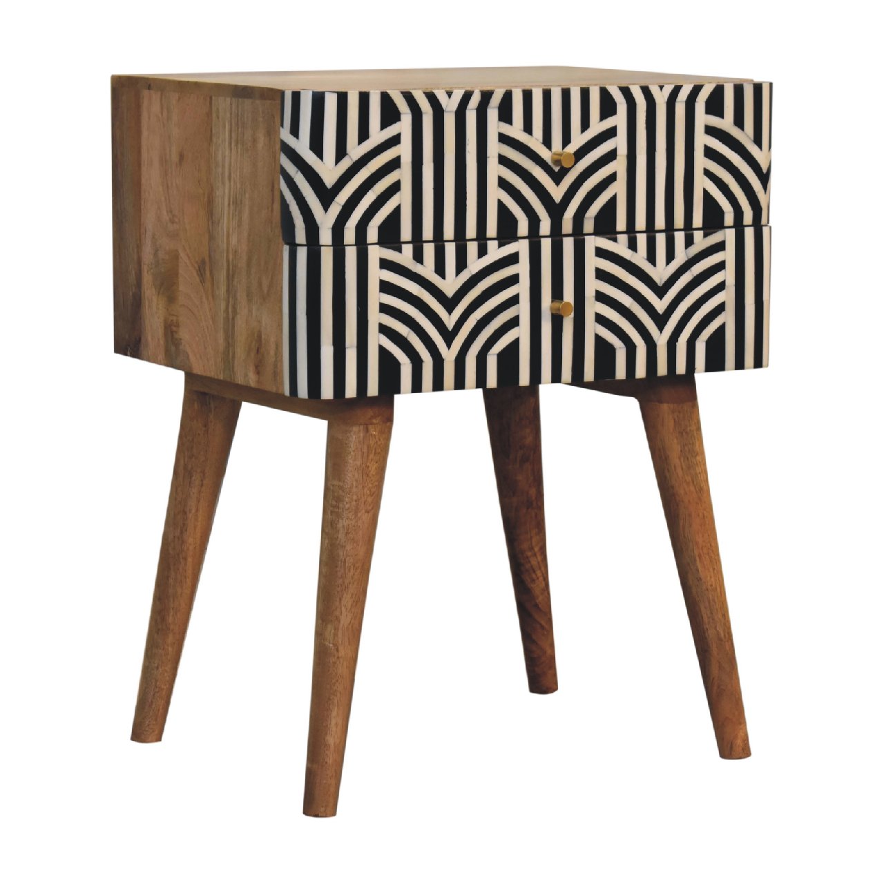 Blossom Bone Inlay Bedside with 2 Drawers - Nightstands