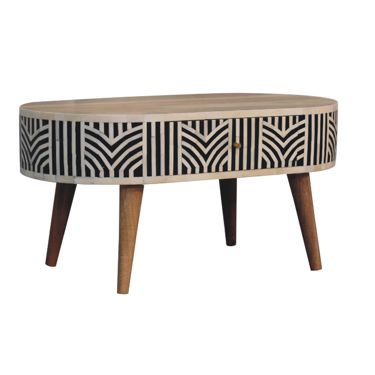 Blossomx Bone Inlay Coffee Table with 2 Drawers - Coffee Tables