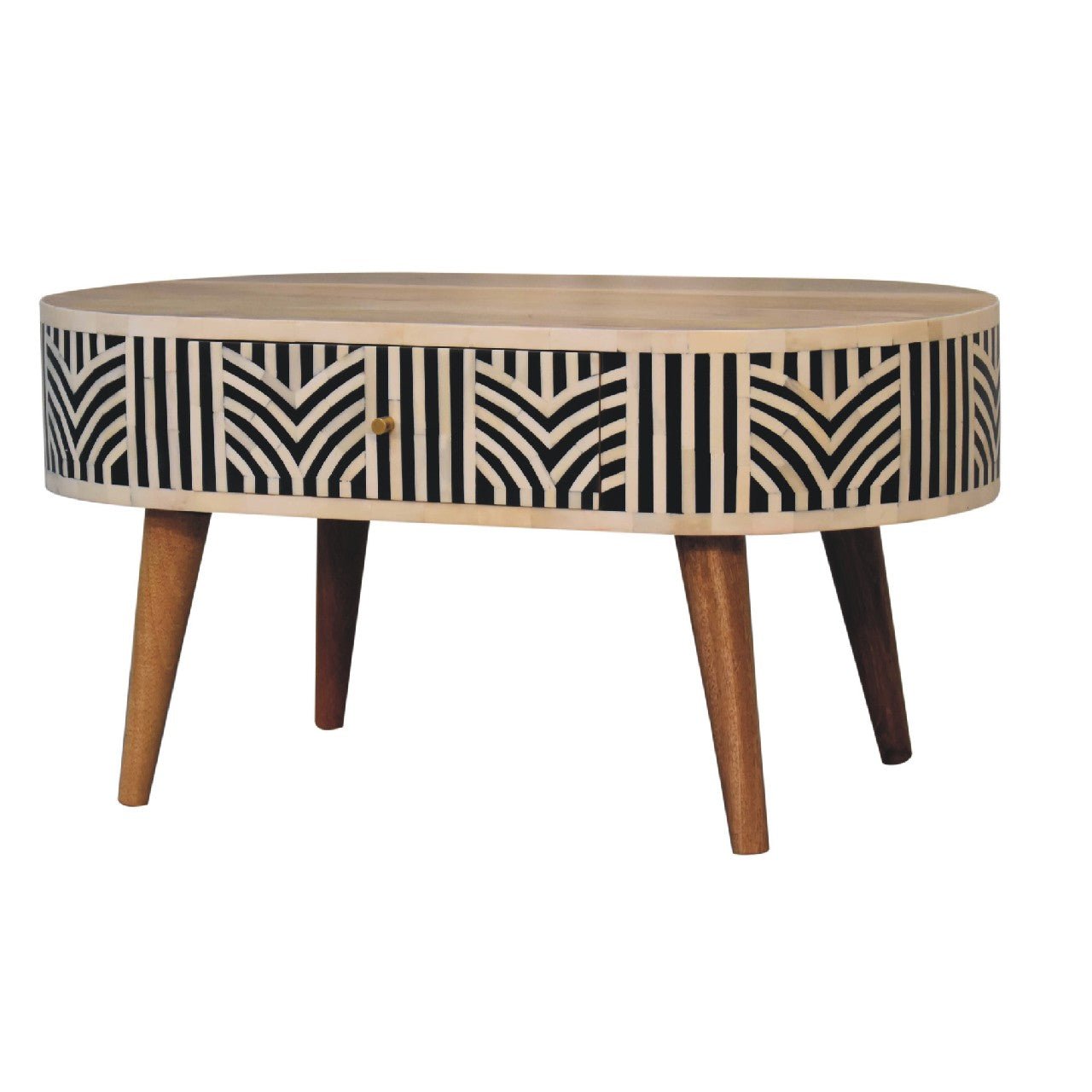 Blossomx Bone Inlay Coffee Table with 2 Drawers - Coffee Tables