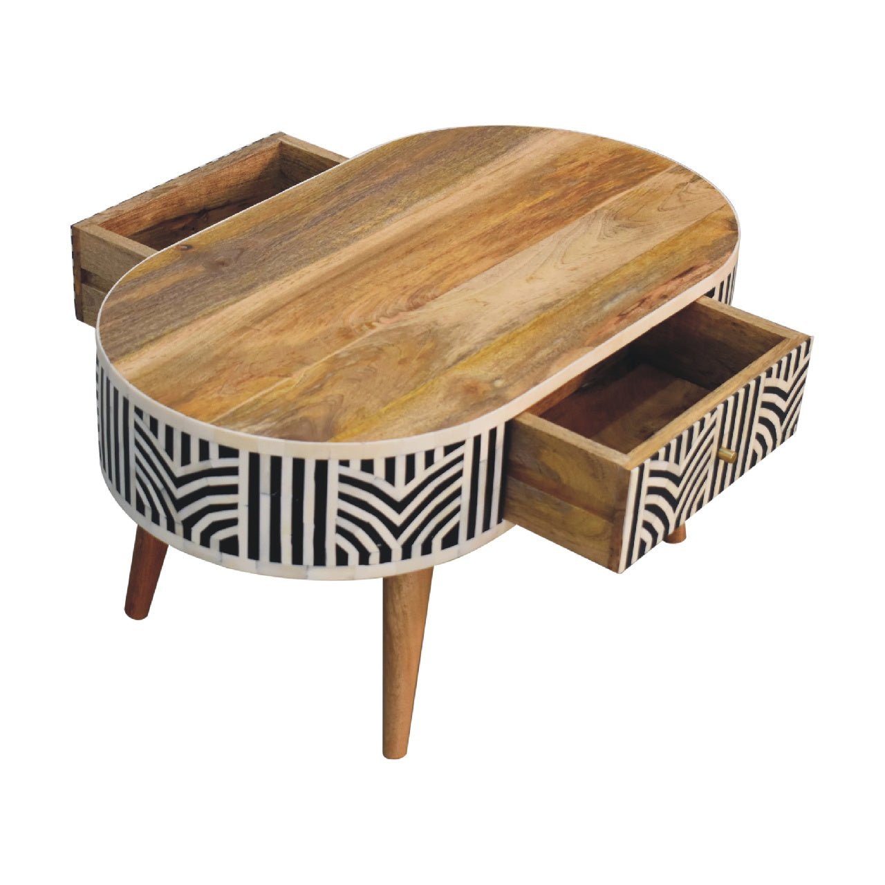 Blossomx Bone Inlay Coffee Table with 2 Drawers - Coffee Tables