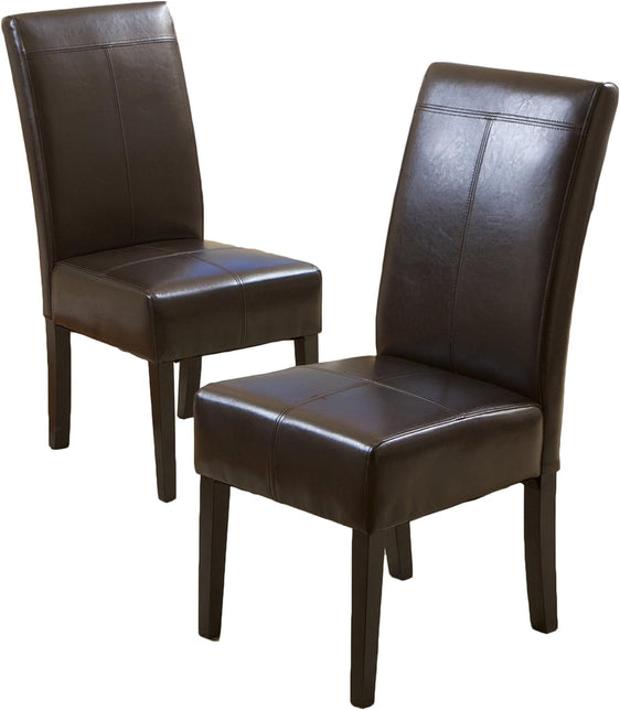 Bonded Leather Upholstered Dining Chair with Solid Wood Legs, Set of 2 - Dining Chairs