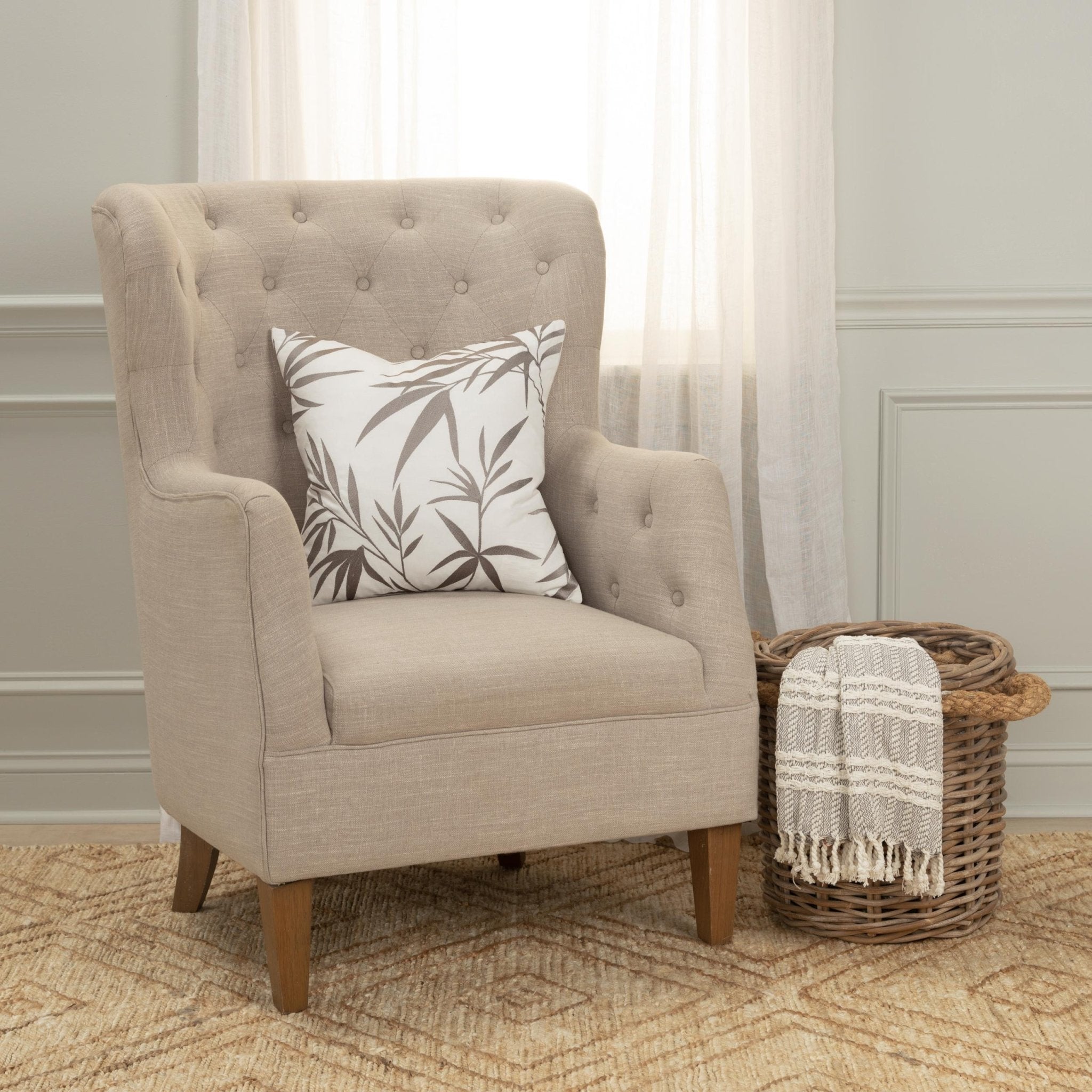 Botanical Leaf Embroidered Square Pillow - Square Pillows